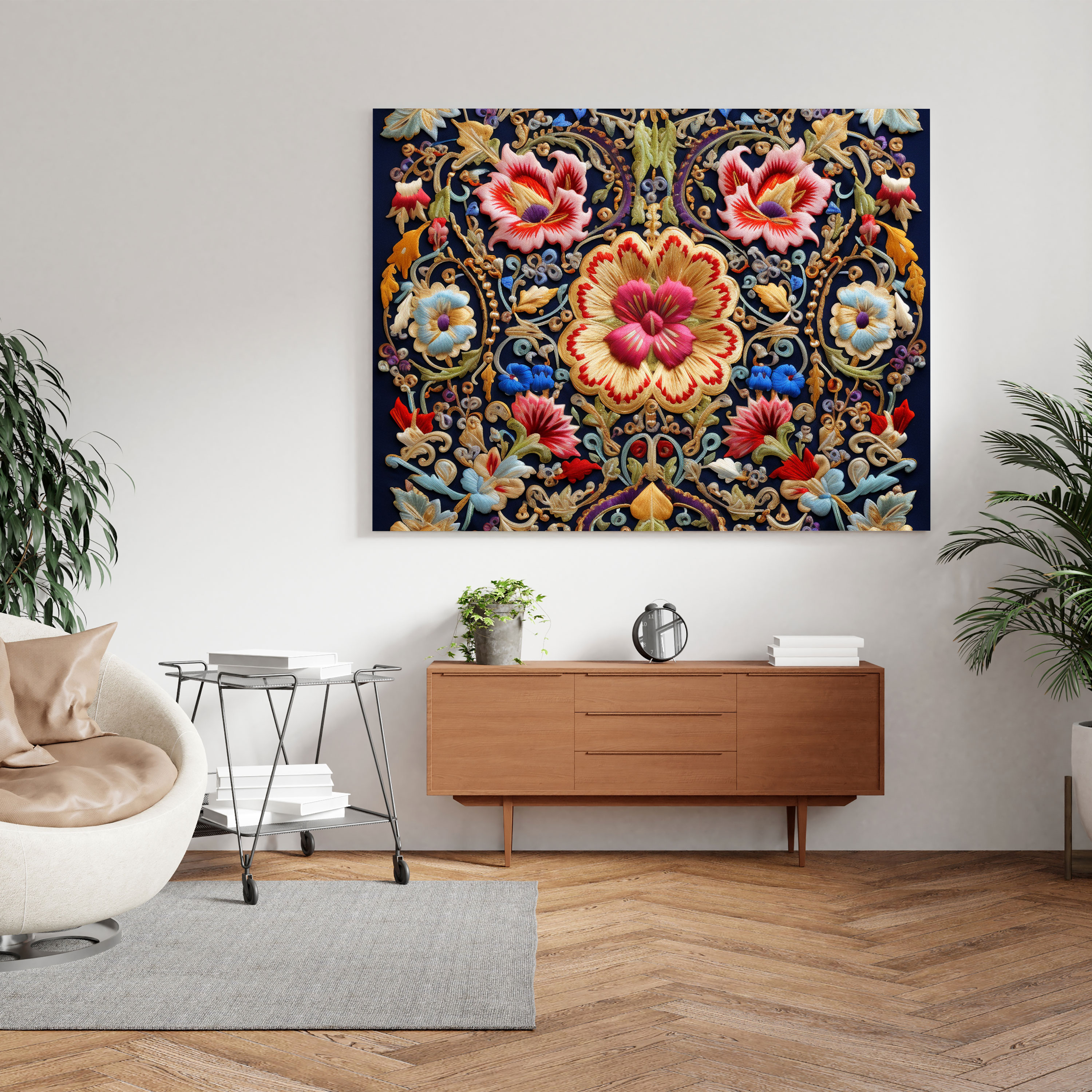 Ottoman Cultural Symbols Embroidery Canvas Print