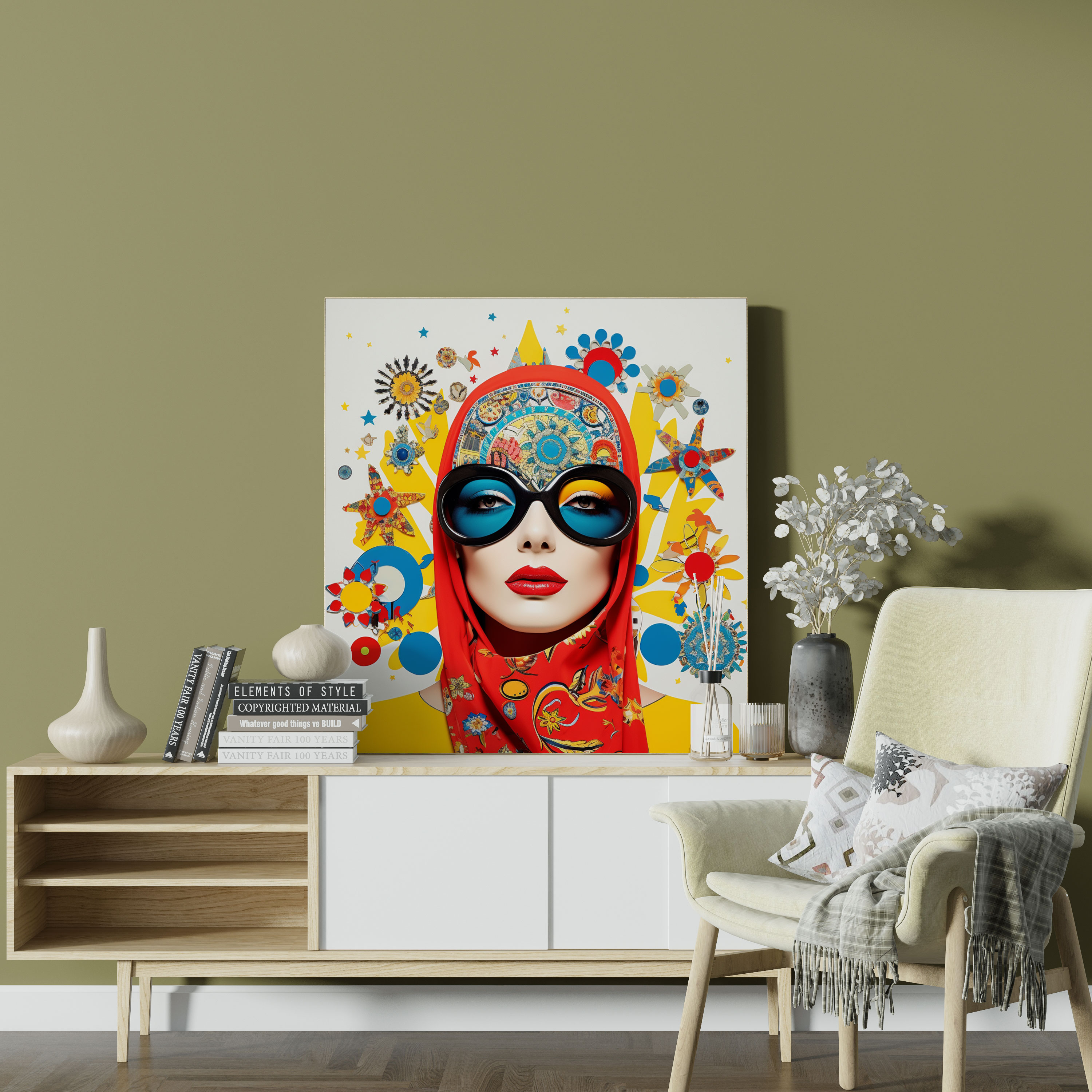 Yüksek Kaliteli Kanvas Tablo - Pop Art Osmanlı Sembolleri ve Canlı Kolaj Duvar Sanatı