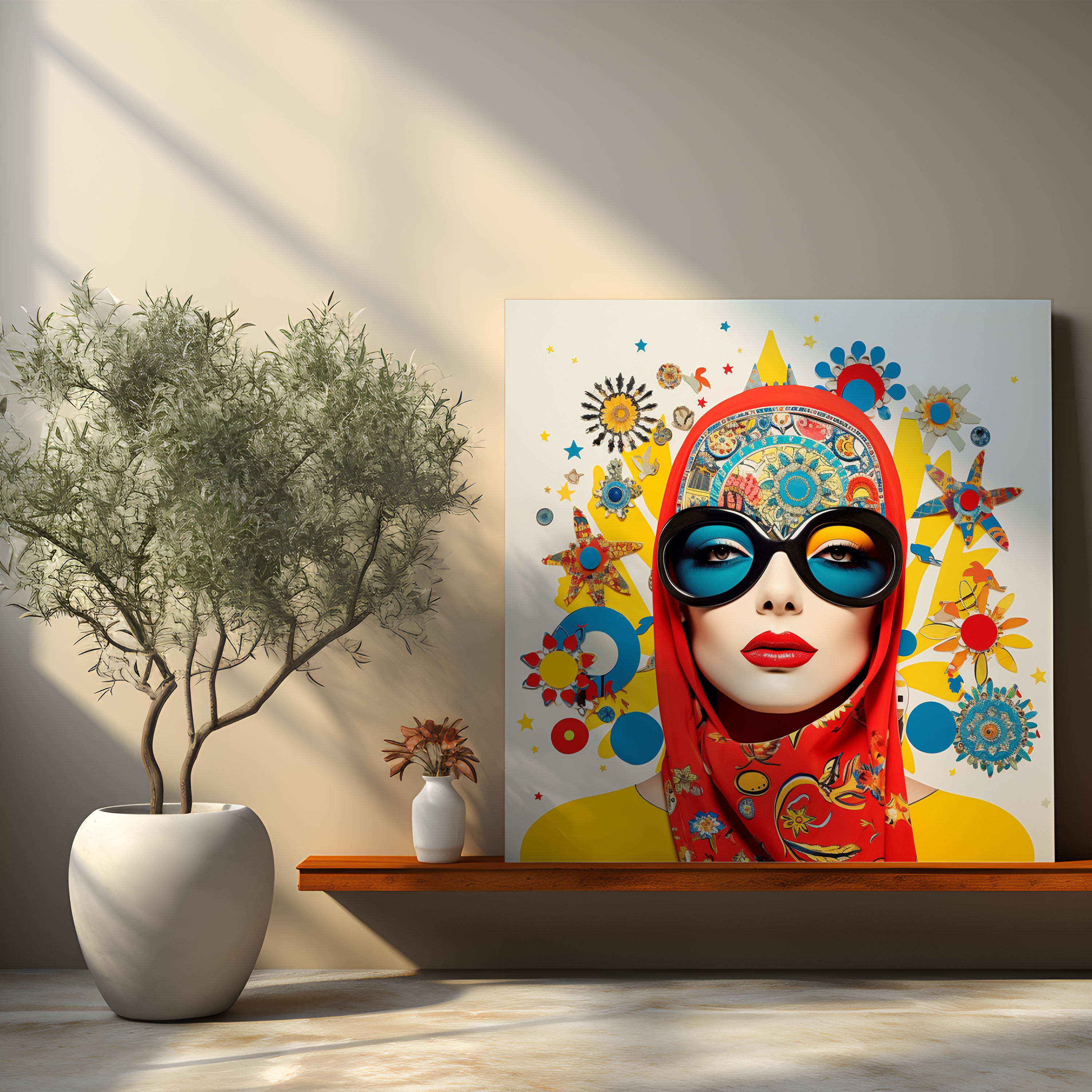 Yüksek Kaliteli Kanvas Tablo - Pop Art Osmanlı Sembolleri ve Canlı Kolaj Duvar Sanatı