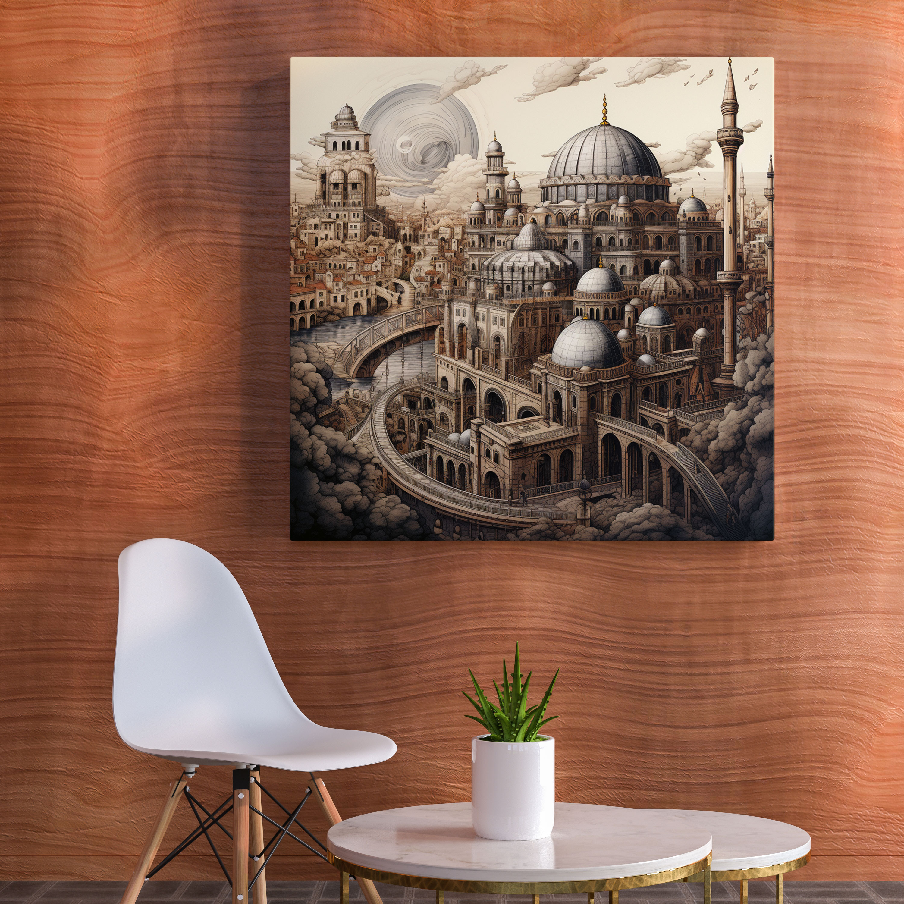 Architectural Marvels of the Ottoman Empire - Hand-drawn Canvas Wall Art