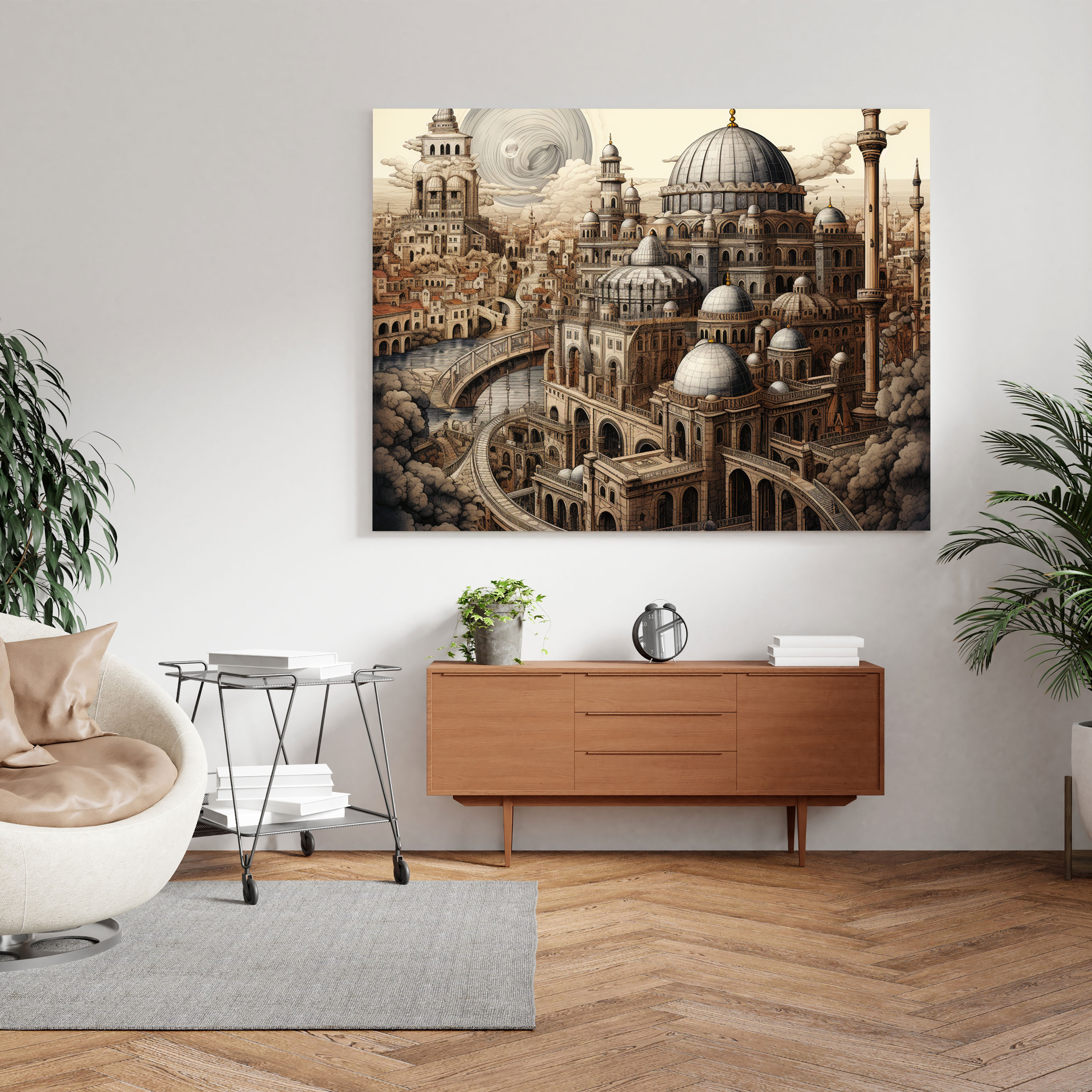 Architectural Marvels of the Ottoman Empire - Hand-drawn Canvas Wall Art