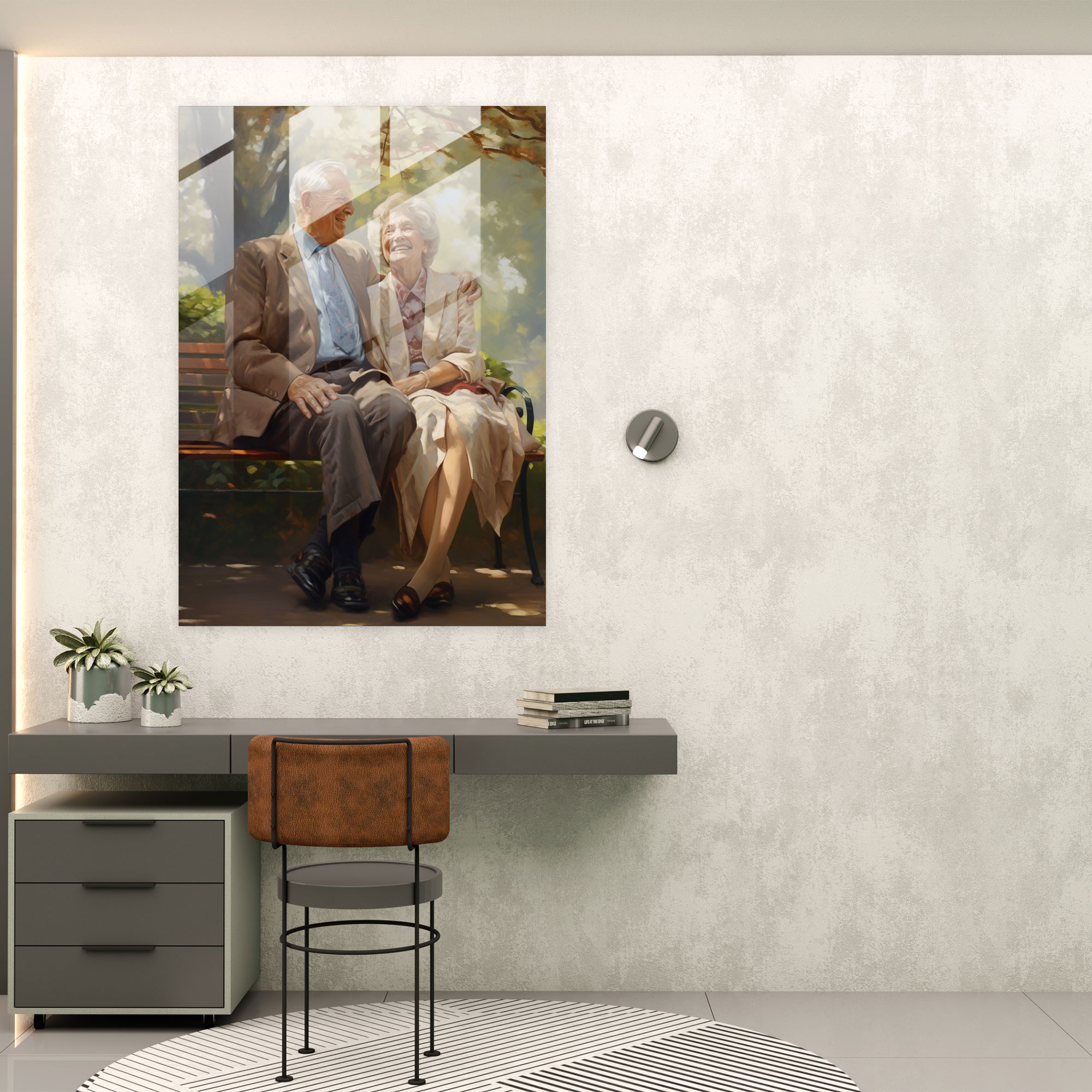 Old Peoples Classic Oil Painting Glass Print - Old Peoples, Old Peoples, Glass Print, Modern Art