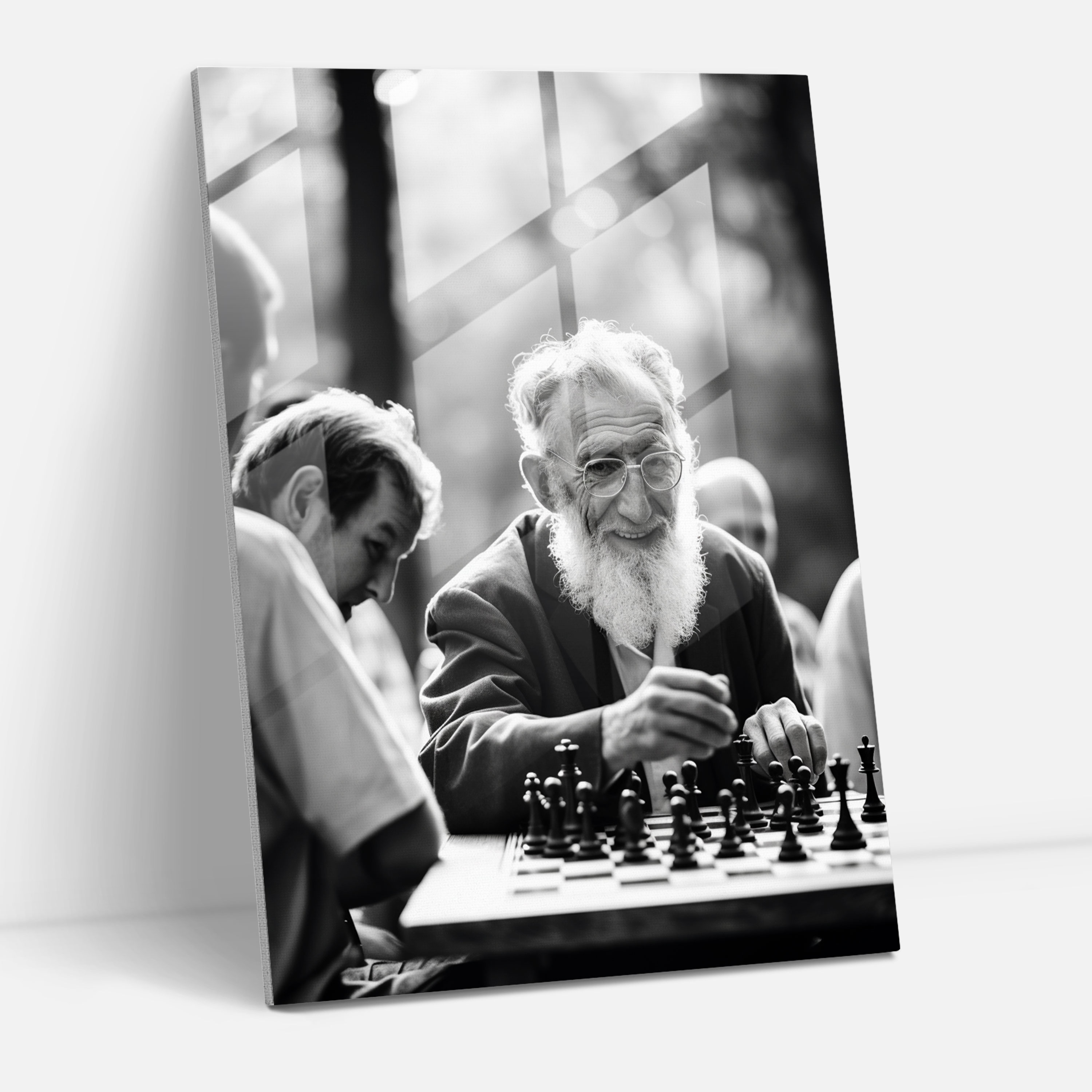 Old Peoples Retro Black And White Photograph Glass Print - Old Peoples, Glass Art, Home Decoration, Modern Art