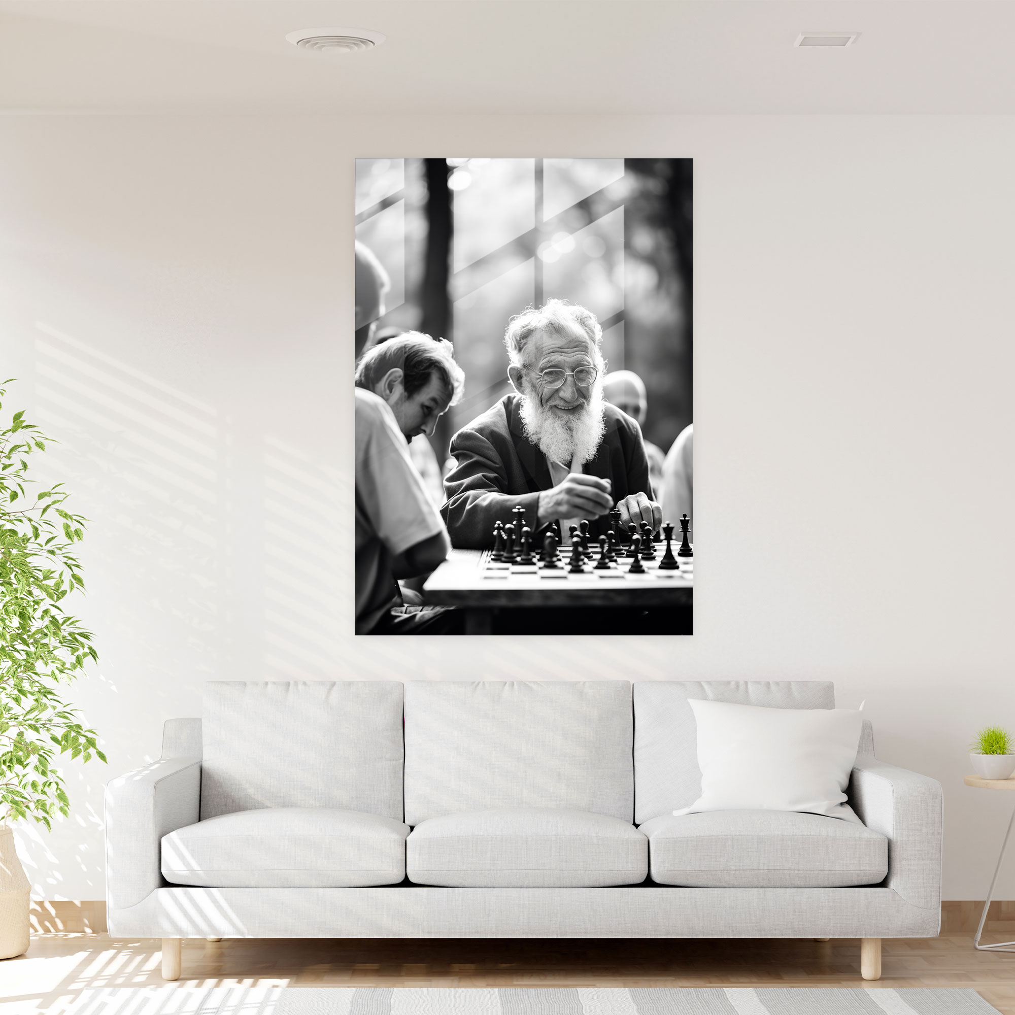 Old Peoples Retro Black And White Photograph Glass Print - Old Peoples, Glass Art, Home Decoration, Modern Art