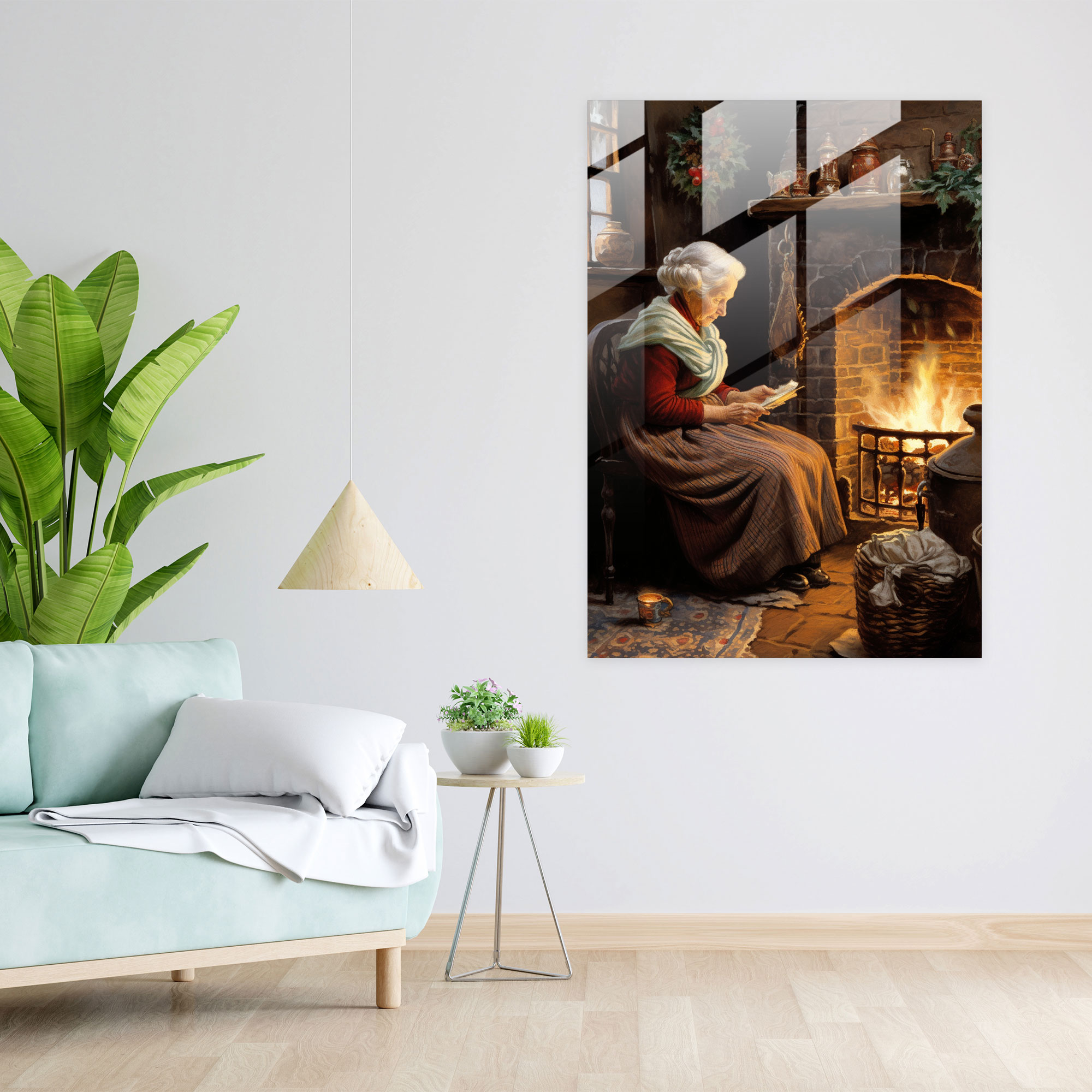 Old Peoples Vintage Illustration Glass Print - Old Peoples, Old Peoples, Wall Decoration, Winter Evening