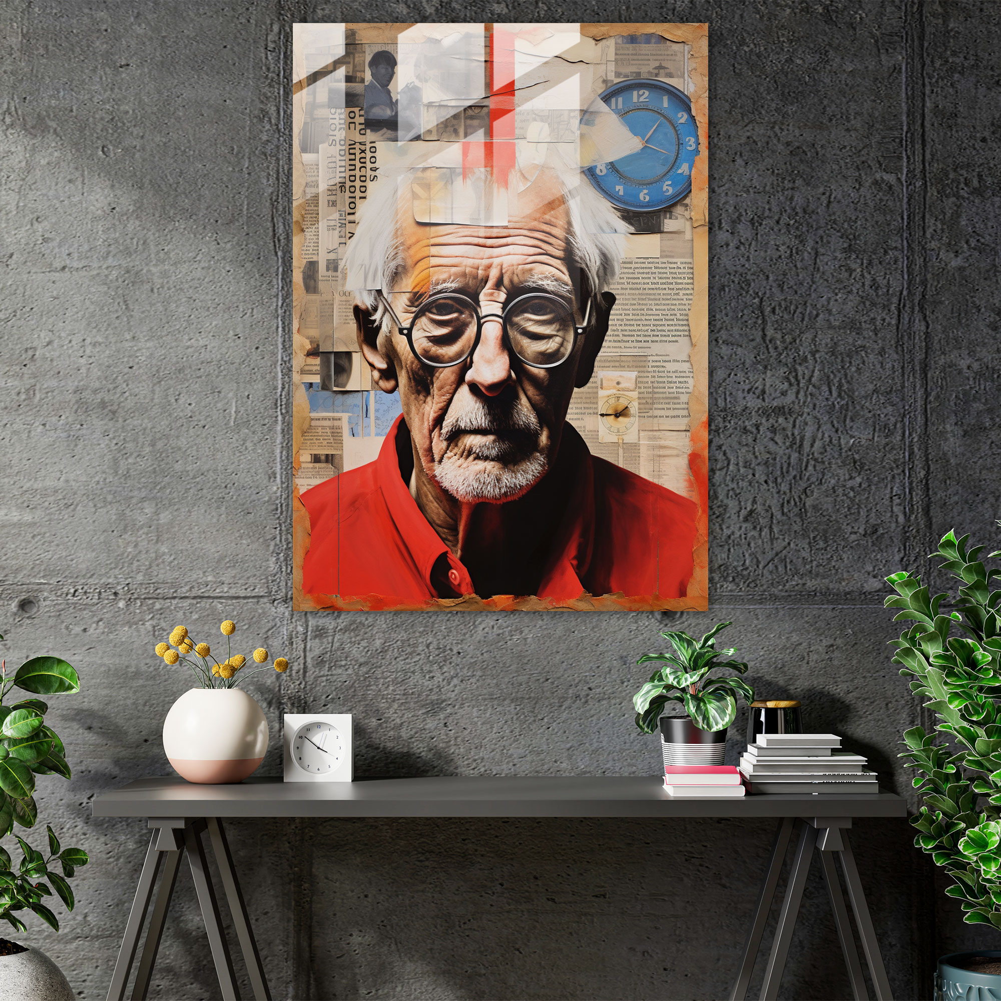 Old Peoples Contemporary Mixed Media Glass Print - Old Peoples, Glass Art, Modern Art, Typography