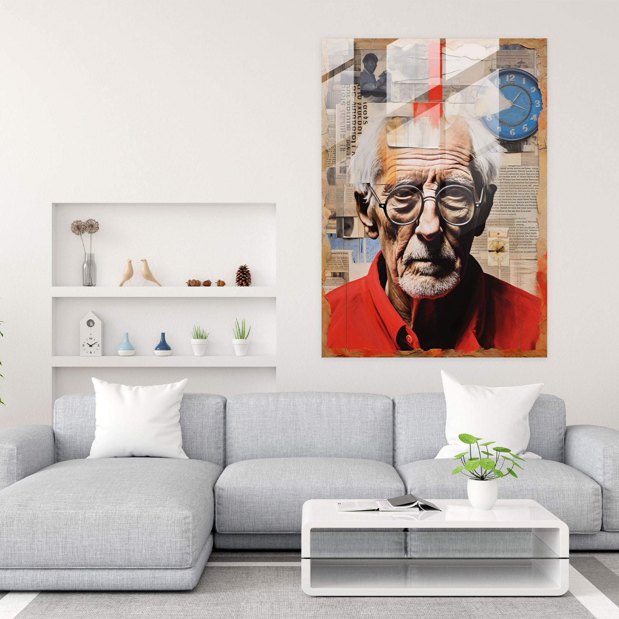 Old Peoples Contemporary Mixed Media Glass Print - Old Peoples, Glass Art, Modern Art, Typography
