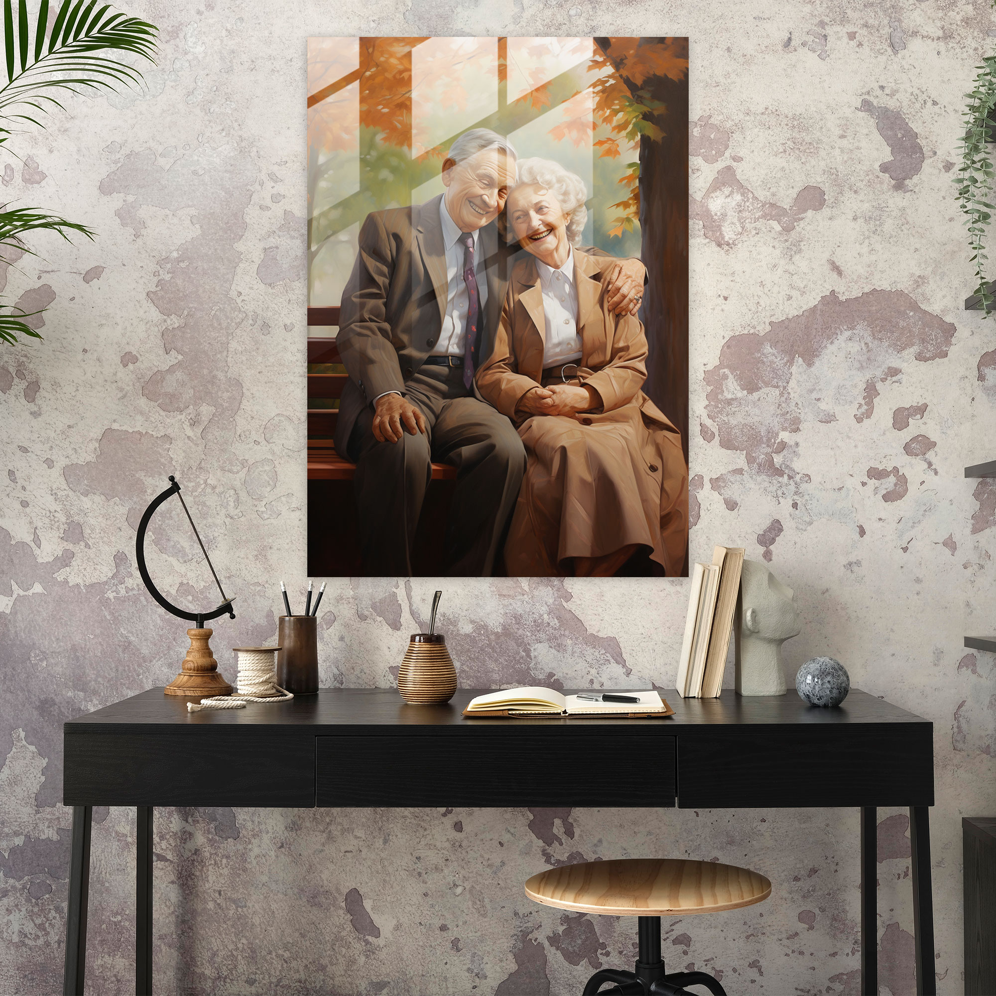 Old Peoples Glass Print - Old Peoples, Home Decoration, Glass Print, Glass Art