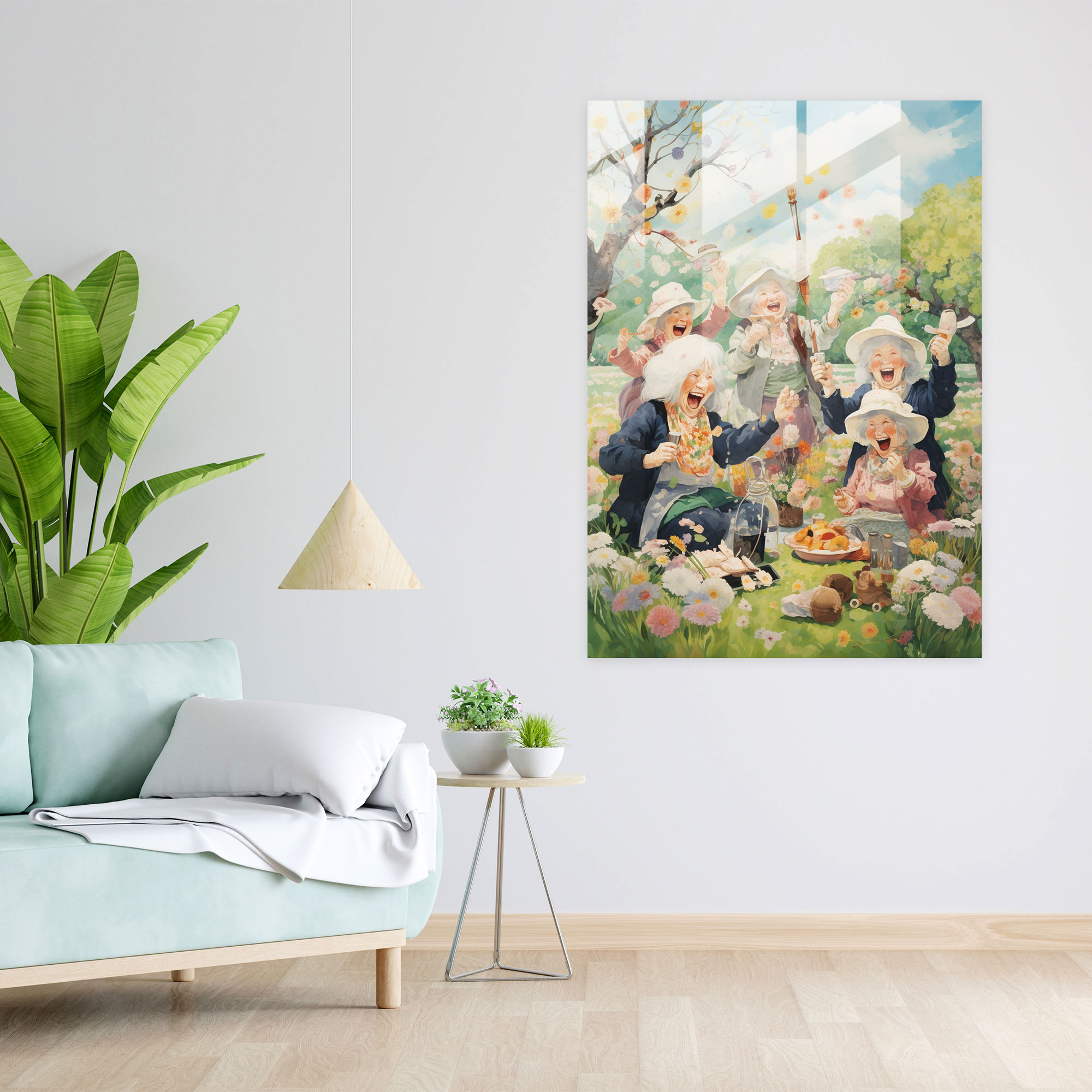 Old Peoples Home Decoration - Old Peoples, Meadow, Picnic, Glass Art