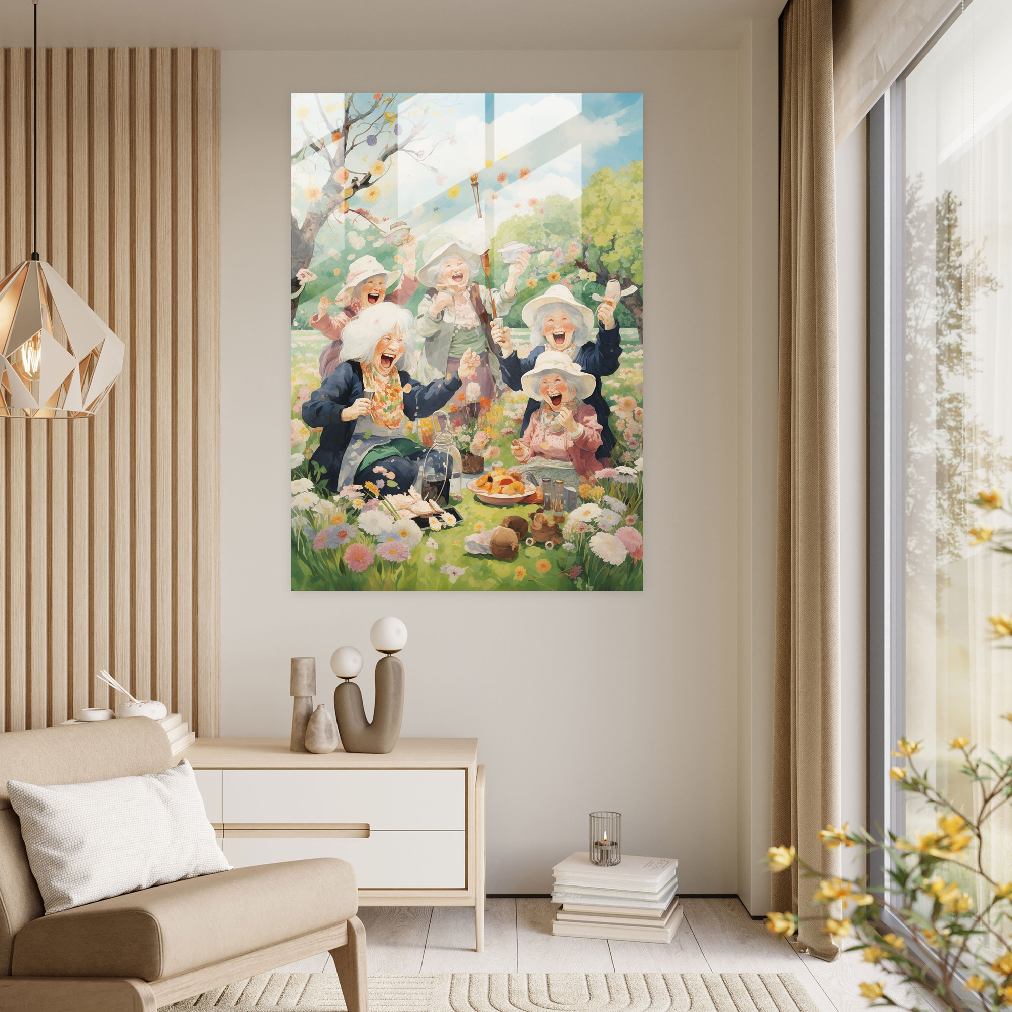 Old Peoples Home Decoration - Old Peoples, Meadow, Picnic, Glass Art