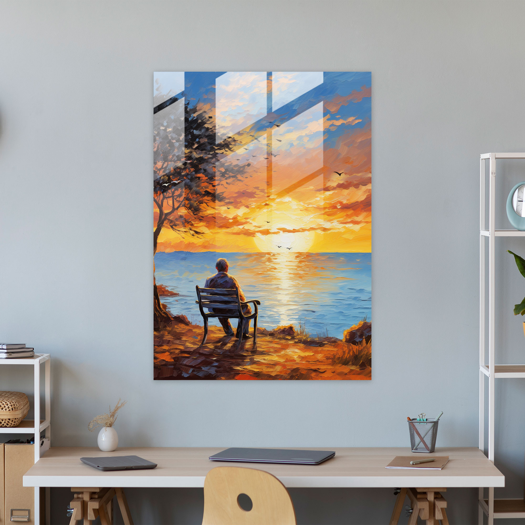 Old Peoples Glass Print - Old Peoples, Old Peoples, Modern Art, Sunset