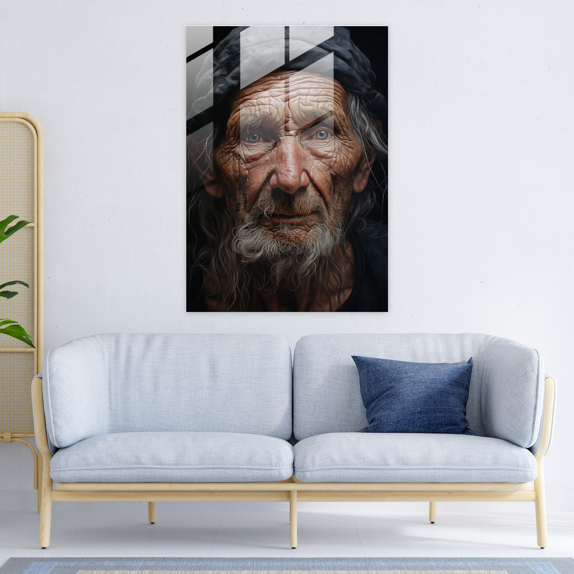 Old Peoples Glass Print - Old Peoples, Glass Print, Wrinkled Face, Glass Wall Art
