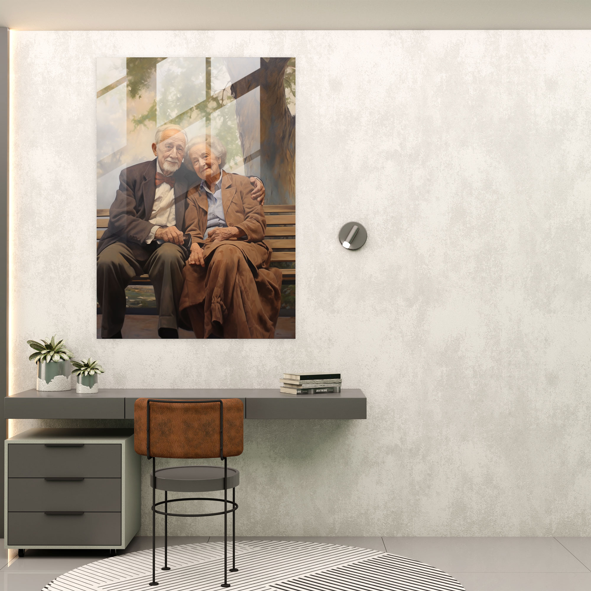 Old Peoples Glass Print - Old Peoples, Wall Decoration, Home Decoration, Antique Oil Painting