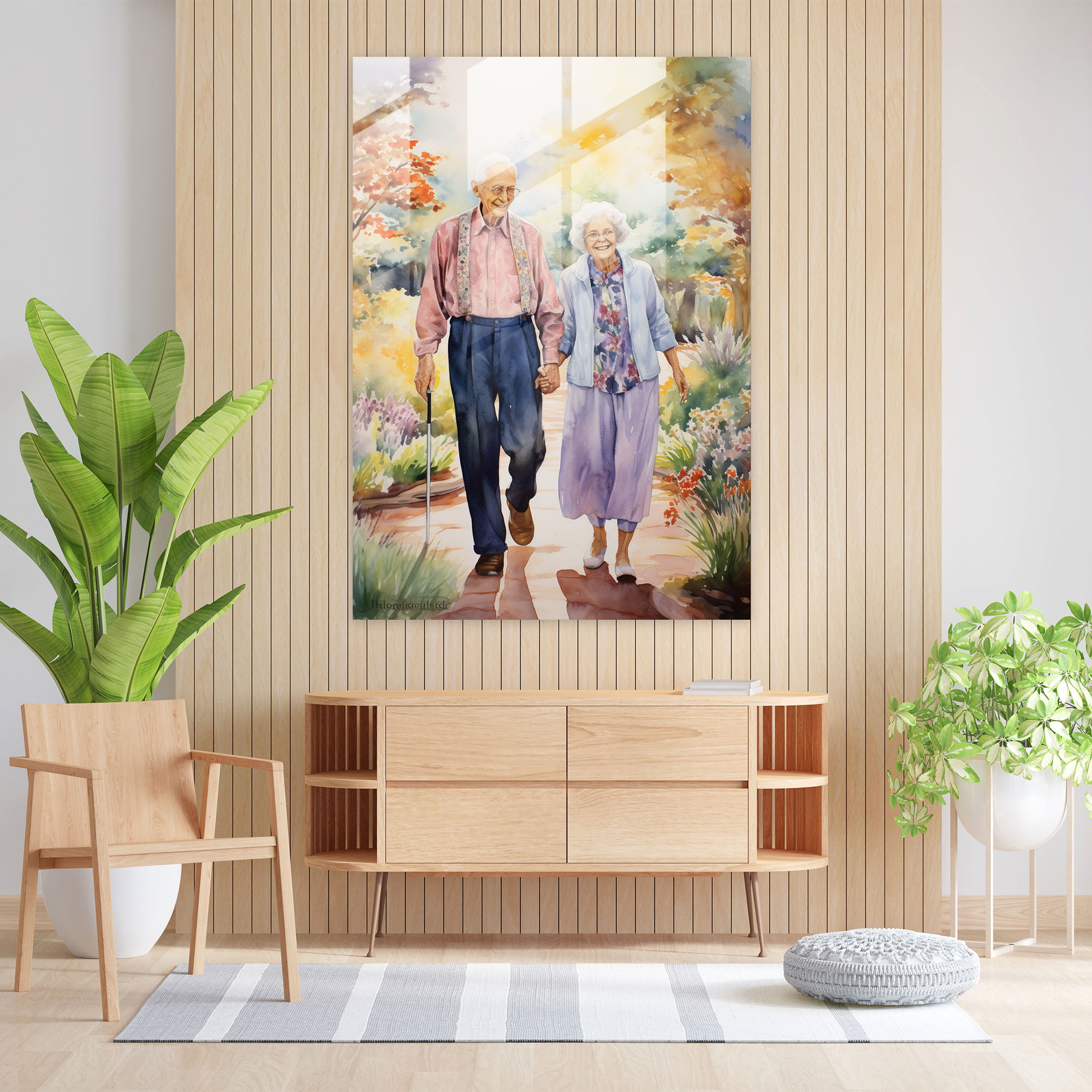 Vibrant Love Glass Print - Old Peoples, Modern Art, Glass Print, Home Decoration