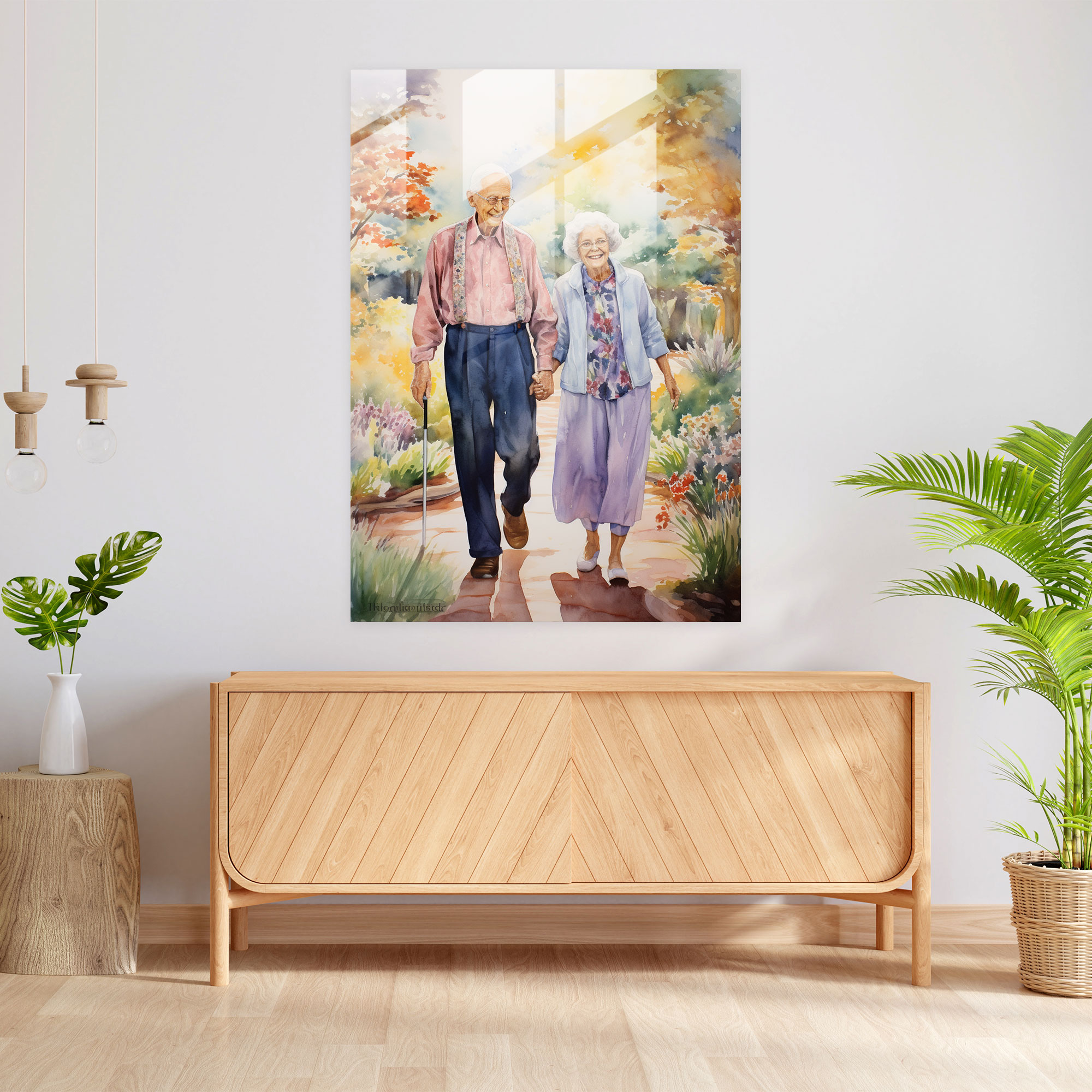 Vibrant Love Glass Print - Old Peoples, Modern Art, Glass Print, Home Decoration
