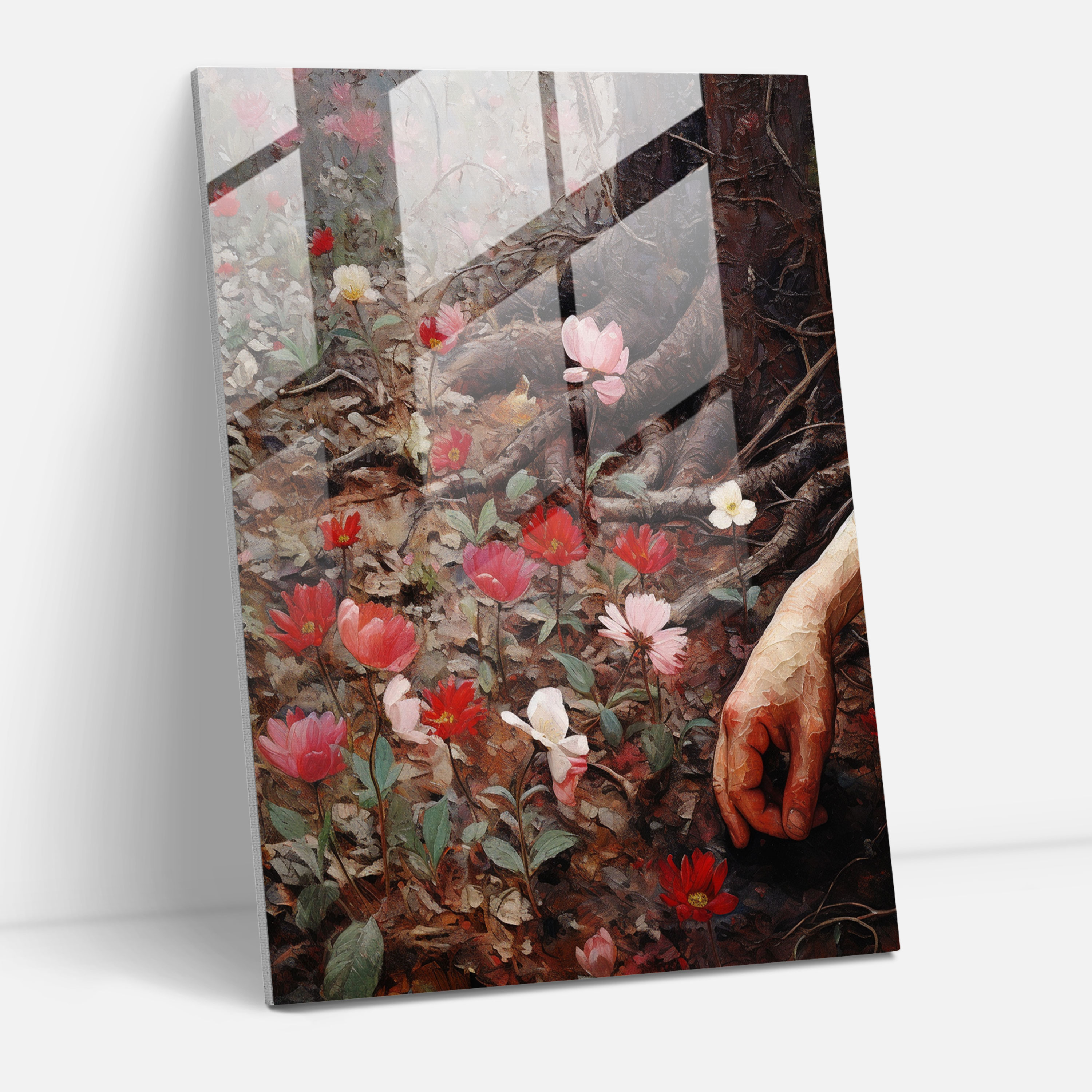 Cycle Of Life Glass Print - Old Peoples, Impasto Painting, Connection To Nature, Old Peoples