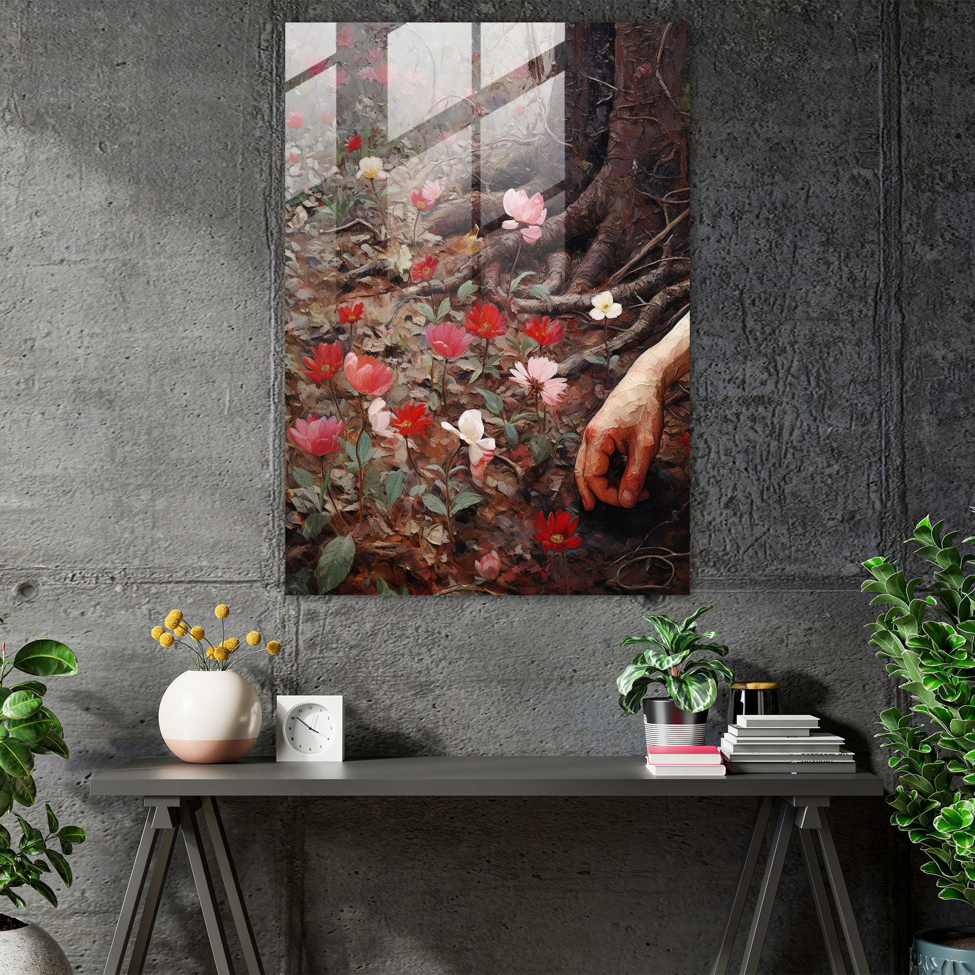 Cycle Of Life Glass Print - Old Peoples, Impasto Painting, Connection To Nature, Old Peoples