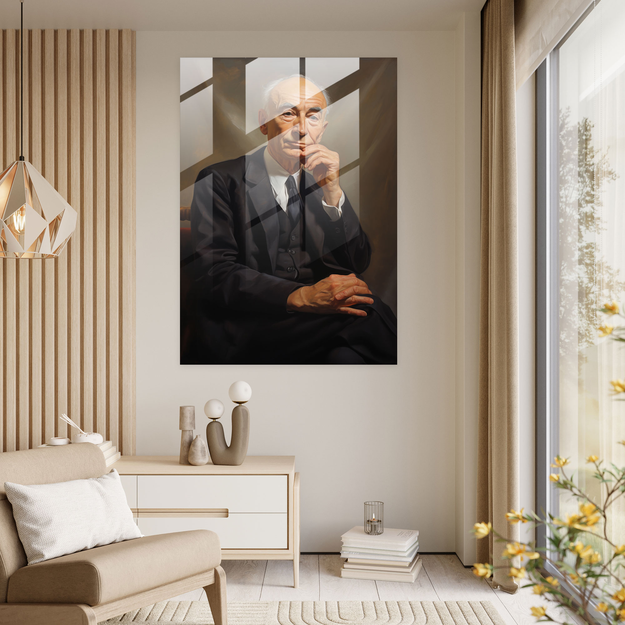 Oppenheimer Home Decoration - Oppenheimer, Realistic Portrait, Wall Decoration, Glass Print