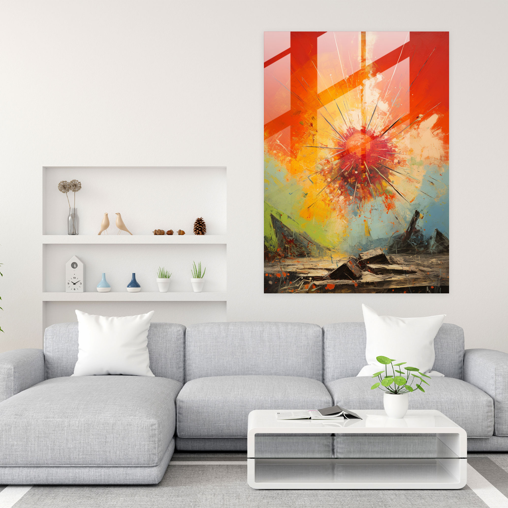 Abstract Glass Print - Oppenheimer Atomic Bomb Test - Oppenheimer, Glass Print, Modern Art, Wall Decoration