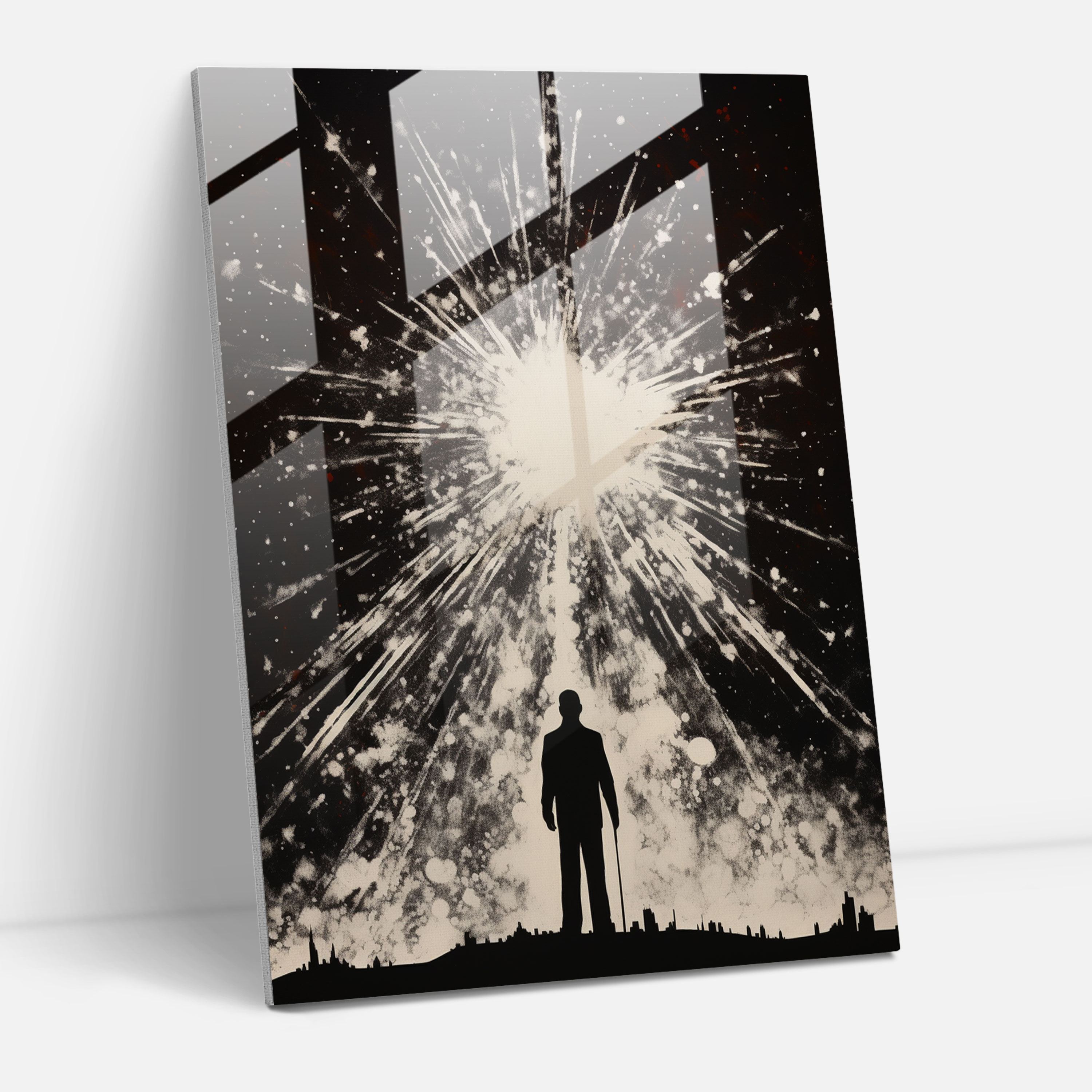 Minimalist Glass Print - Oppenheimer's Impact - Oppenheimer, Silhouette, Glass Wall Art, Wall Decoration