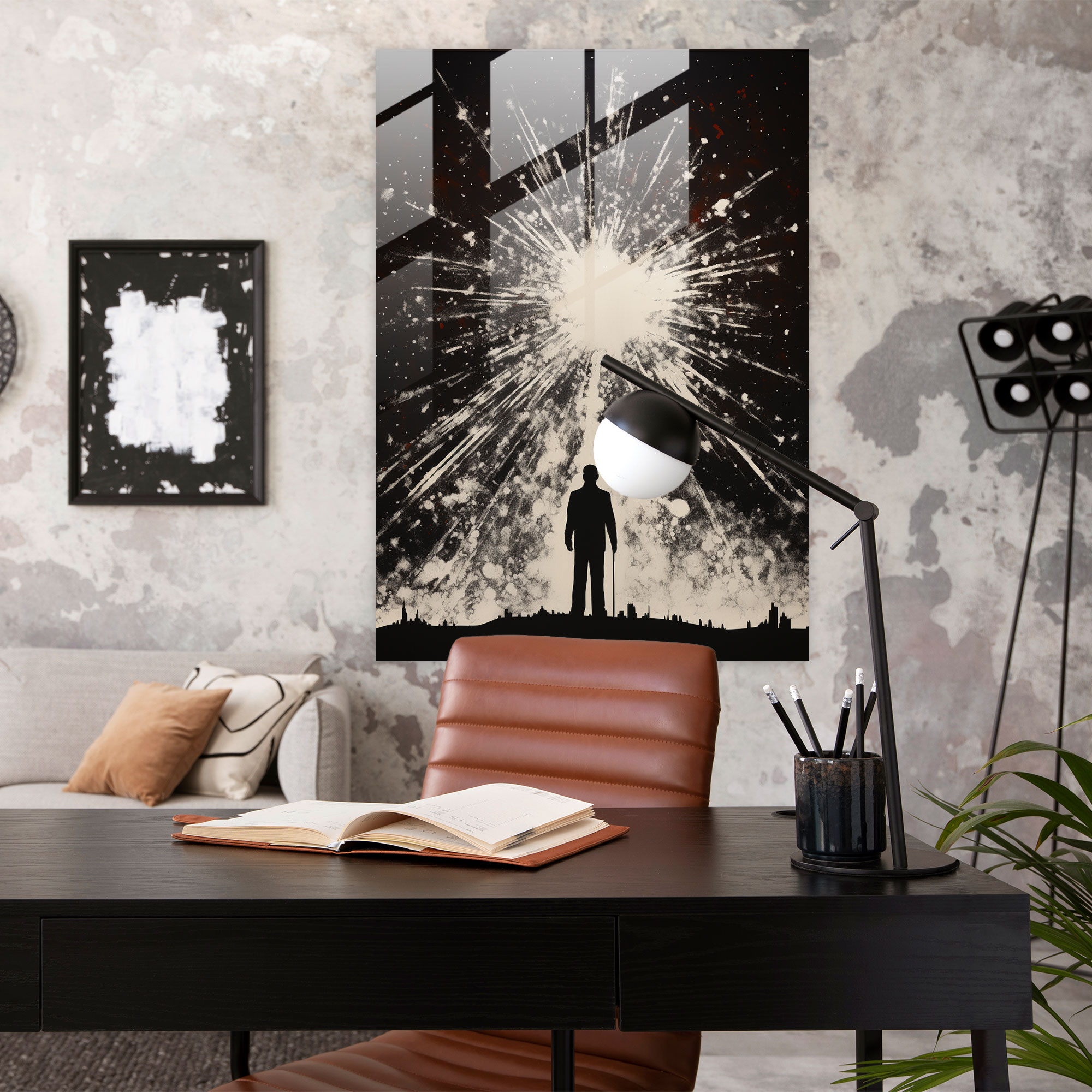 Minimalist Glass Print - Oppenheimer's Impact - Oppenheimer, Silhouette, Glass Wall Art, Wall Decoration