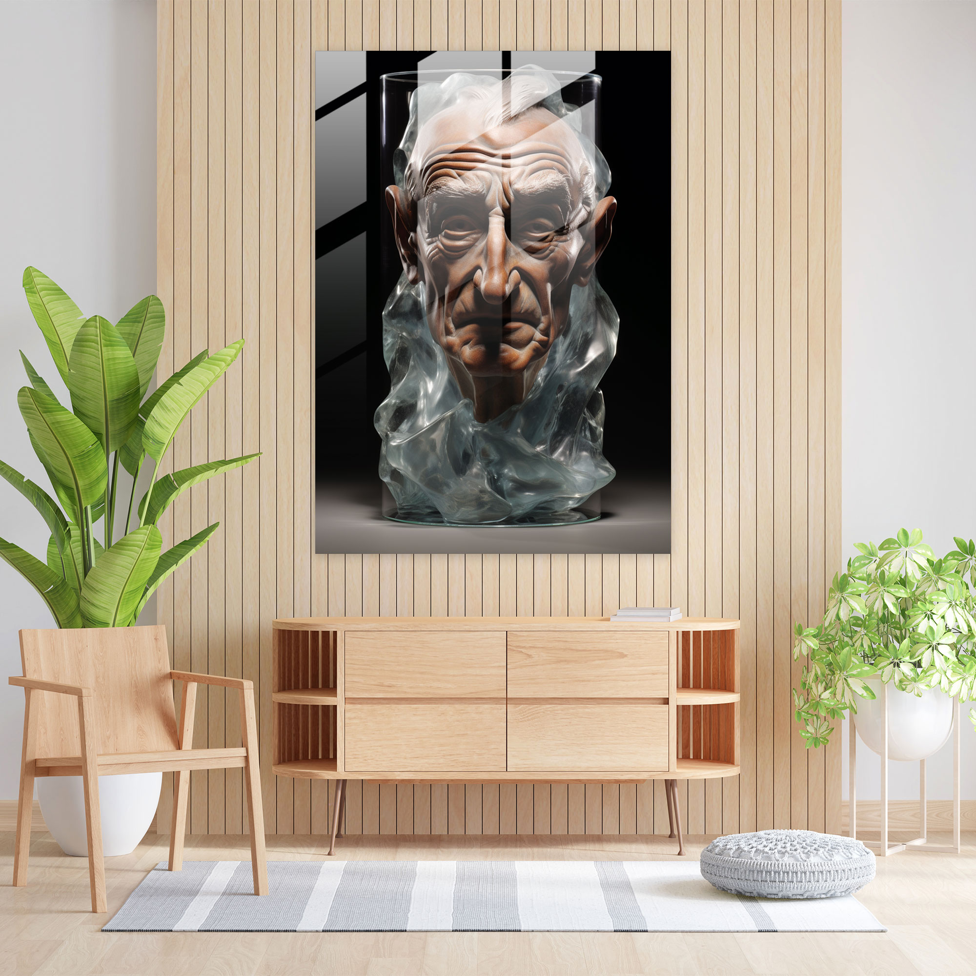 Gerçekçi Cam Heykeli - Oppenheimer'ın Bilgeliği - İfade Cam Sanatı Modern Sanat