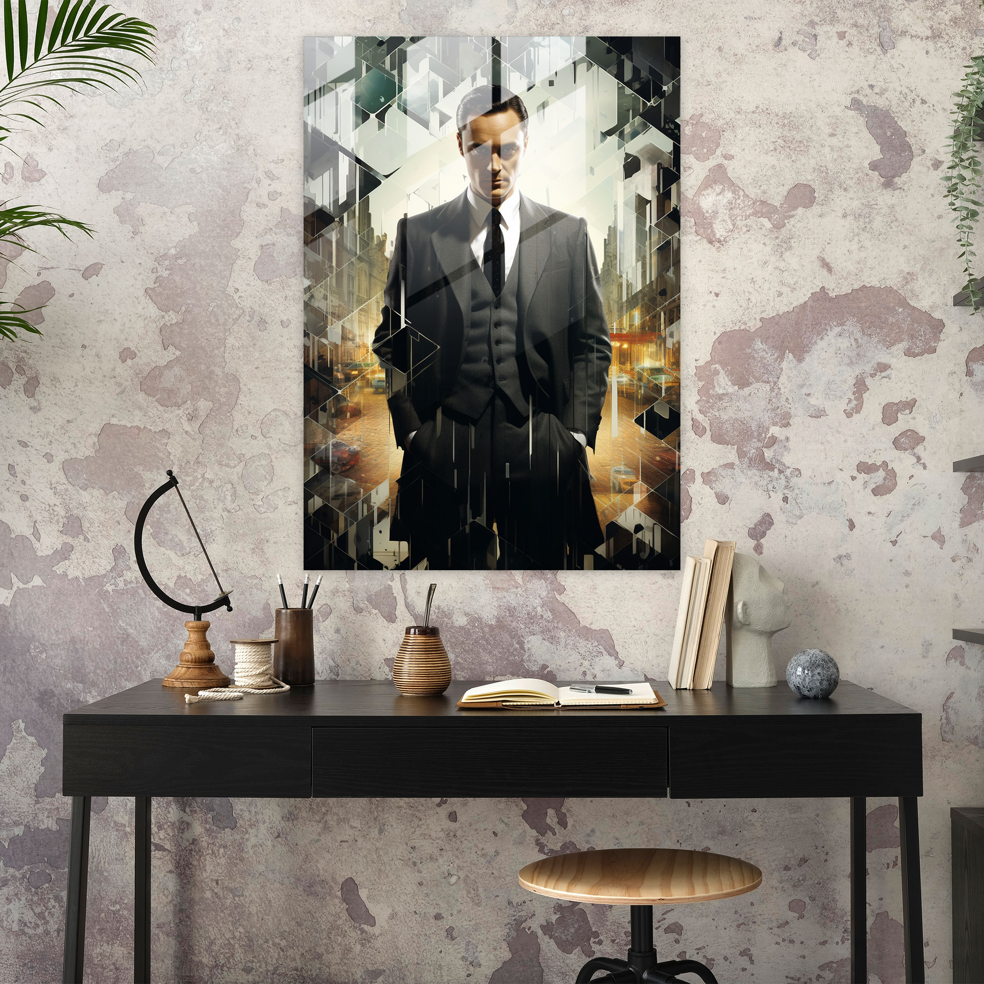 Oppenheimer Vintage-Inspired Glass Print - Oppenheimer, Glass Wall Art, Vintage-Inspired, Wall Decoration