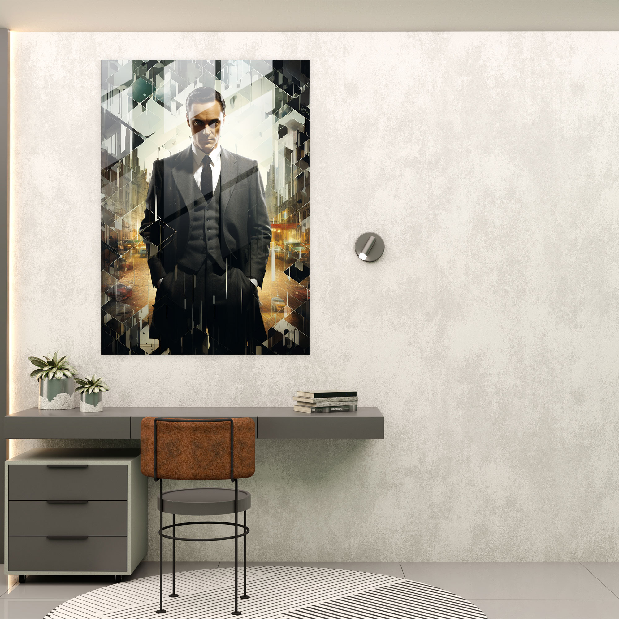 Oppenheimer Vintage-Inspired Glass Print - Oppenheimer, Glass Wall Art, Vintage-Inspired, Wall Decoration