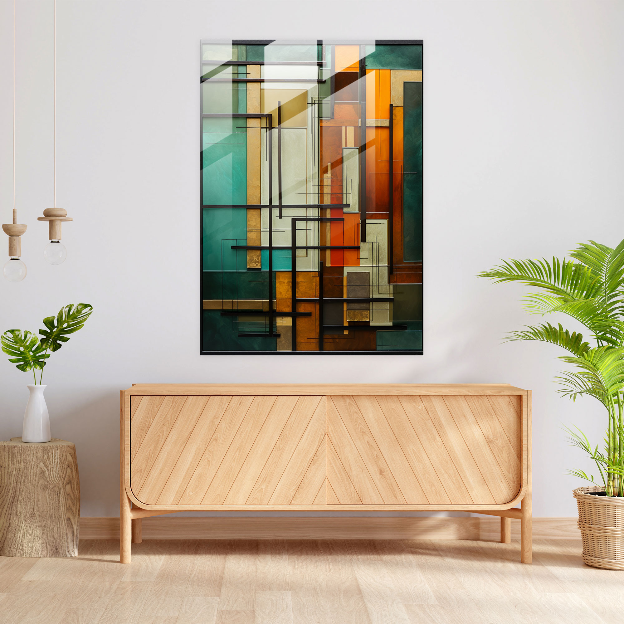 Oppenheimer Geometric Glass Wall Art - Oppenheimer, Glass Art, Oppenheimer, Glass Wall Art