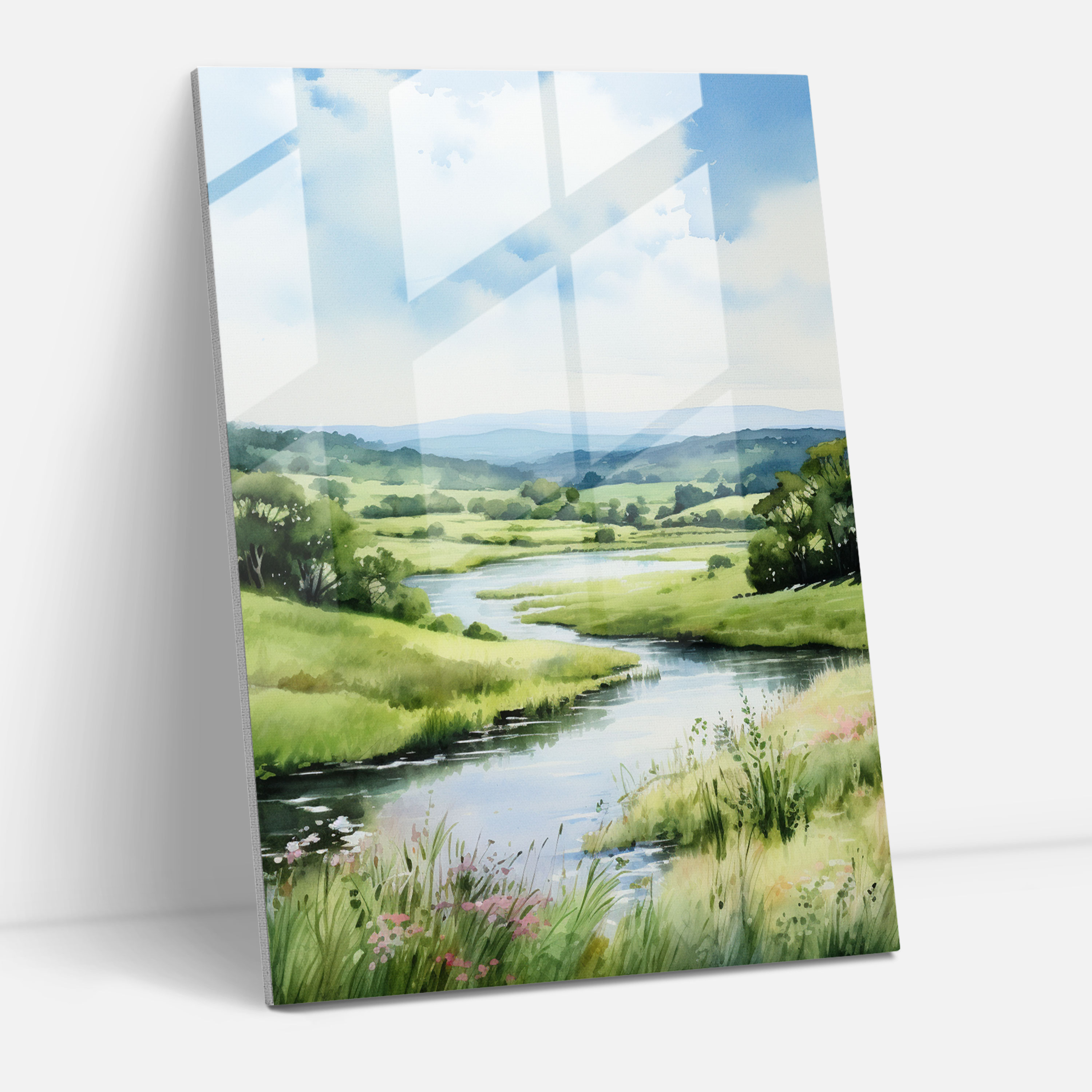 Oppenheimer Glass Wall Art - Serene Countryside - Oppenheimer, Watercolor, Glass Art, Wall Decoration