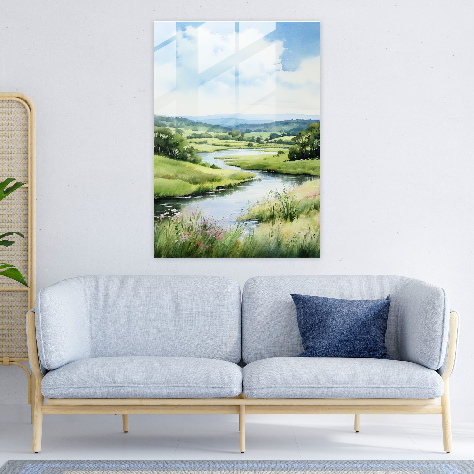 Oppenheimer Glass Wall Art - Serene Countryside - Oppenheimer, Watercolor, Glass Art, Wall Decoration