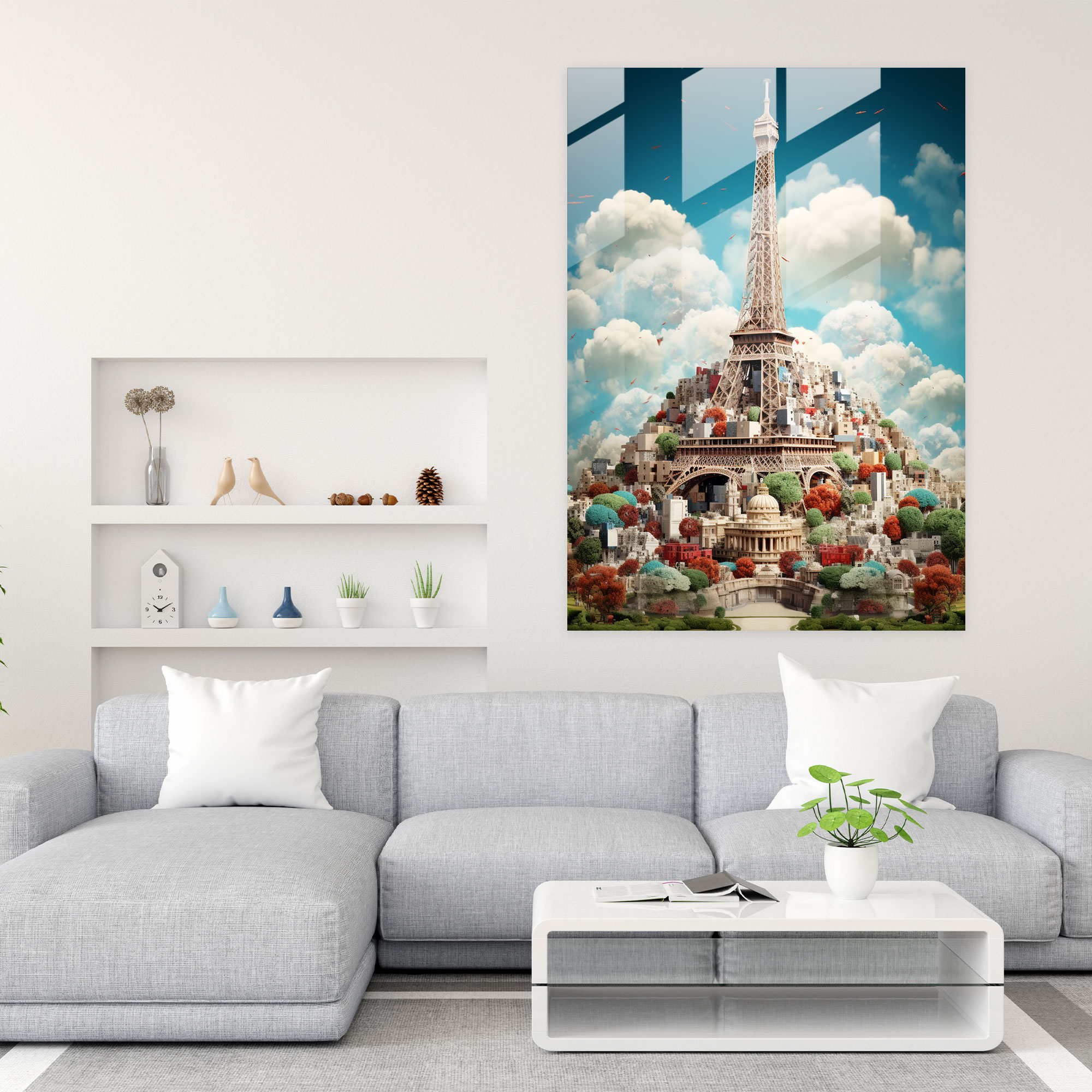 Oppenheimer Glass Print - Global Landmarks - Oppenheimer, Home Decoration, Digital Collage, Oppenheimer