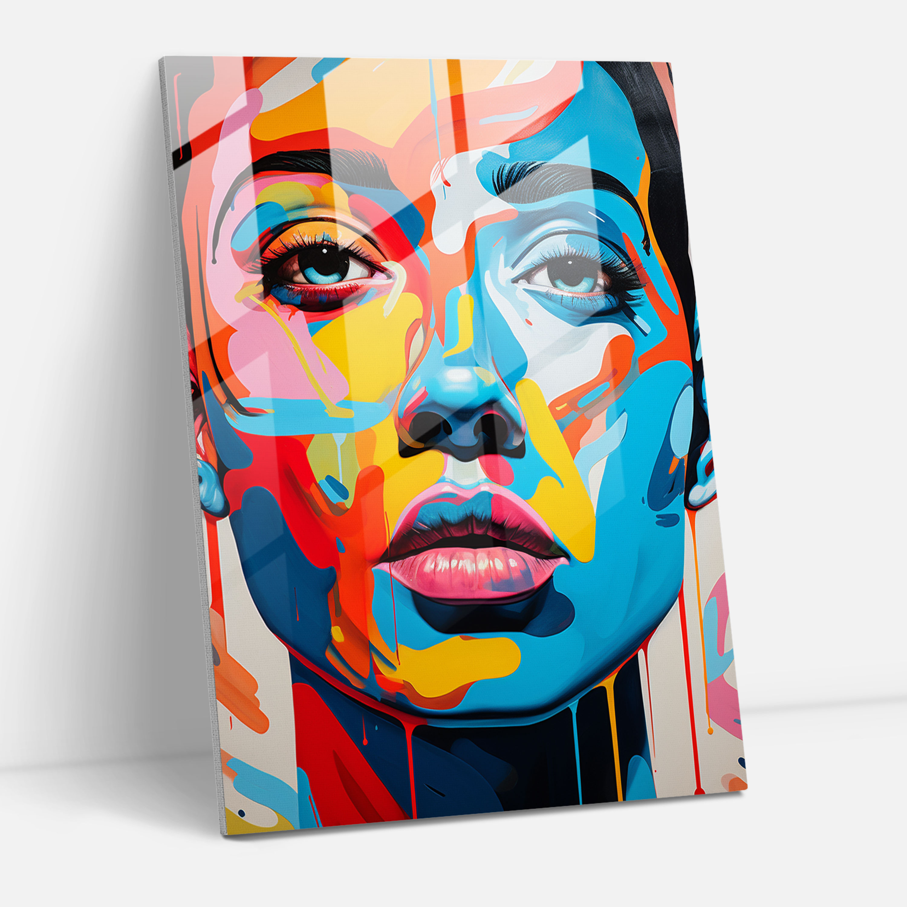 Oppenheimer Glass Print - Bold Pop Art - Oppenheimer, Exaggerated Features, Modern Art, Pop Art Portrait