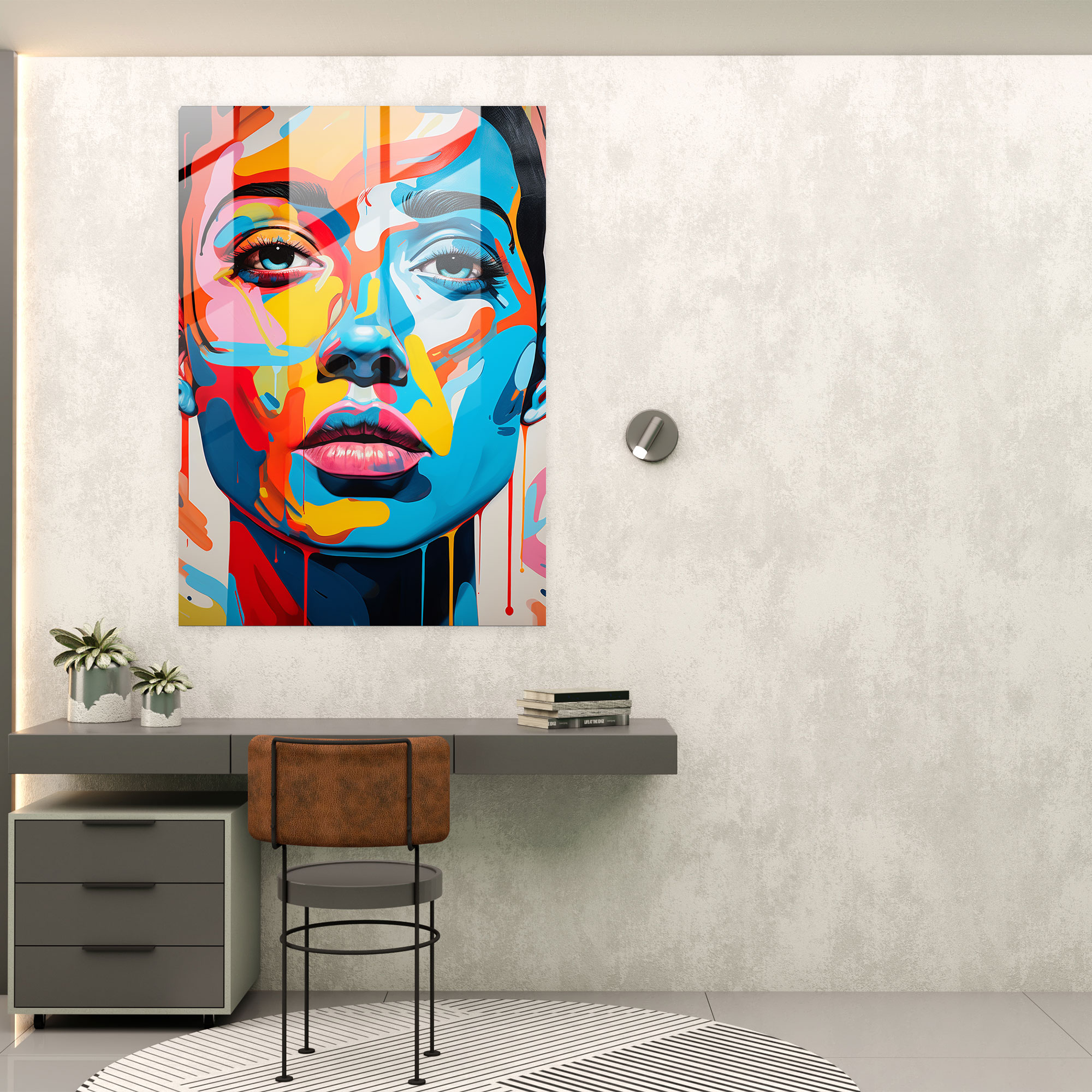 Oppenheimer Glass Print - Bold Pop Art - Oppenheimer, Exaggerated Features, Modern Art, Pop Art Portrait