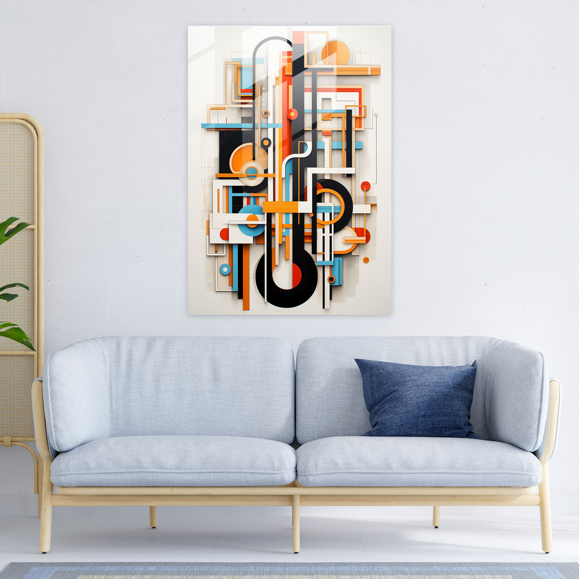 Oppenheimer Glass Wall Art - Geometric Fusion - Oppenheimer, Home Decoration, Abstract Geometric Design, Bold