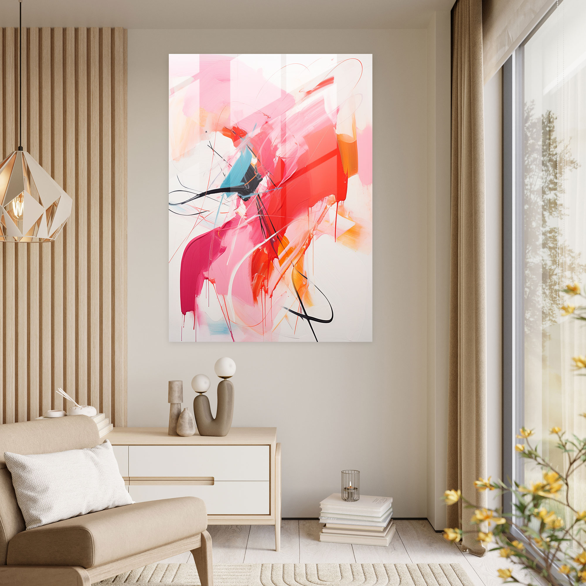 Oppenheimer Glass Print - Expressive Abstraction - Oppenheimer, Spontaneous, Abstract Expressionist Artwork, Oppenheimer