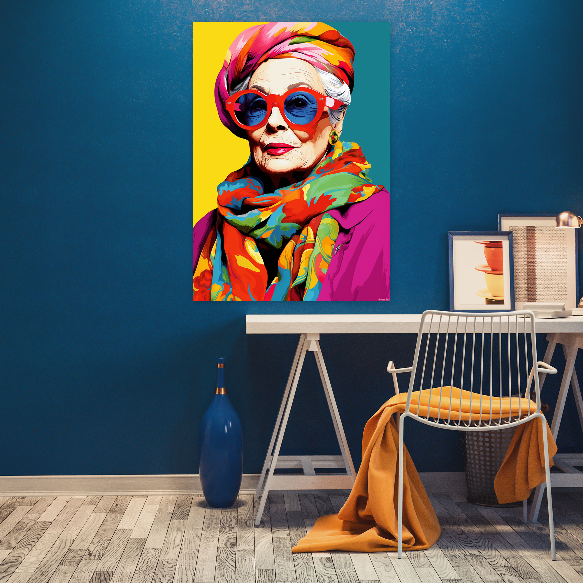 Old Peoples Canvas Print - Old Peoples, Pop Art Illustration, Canvas Print, Colorful Headscarf