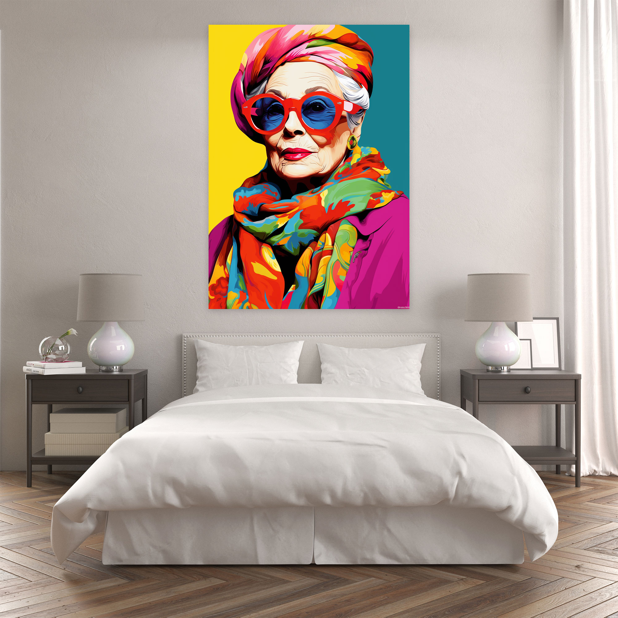 Old Peoples Canvas Print - Old Peoples, Pop Art Illustration, Canvas Print, Colorful Headscarf