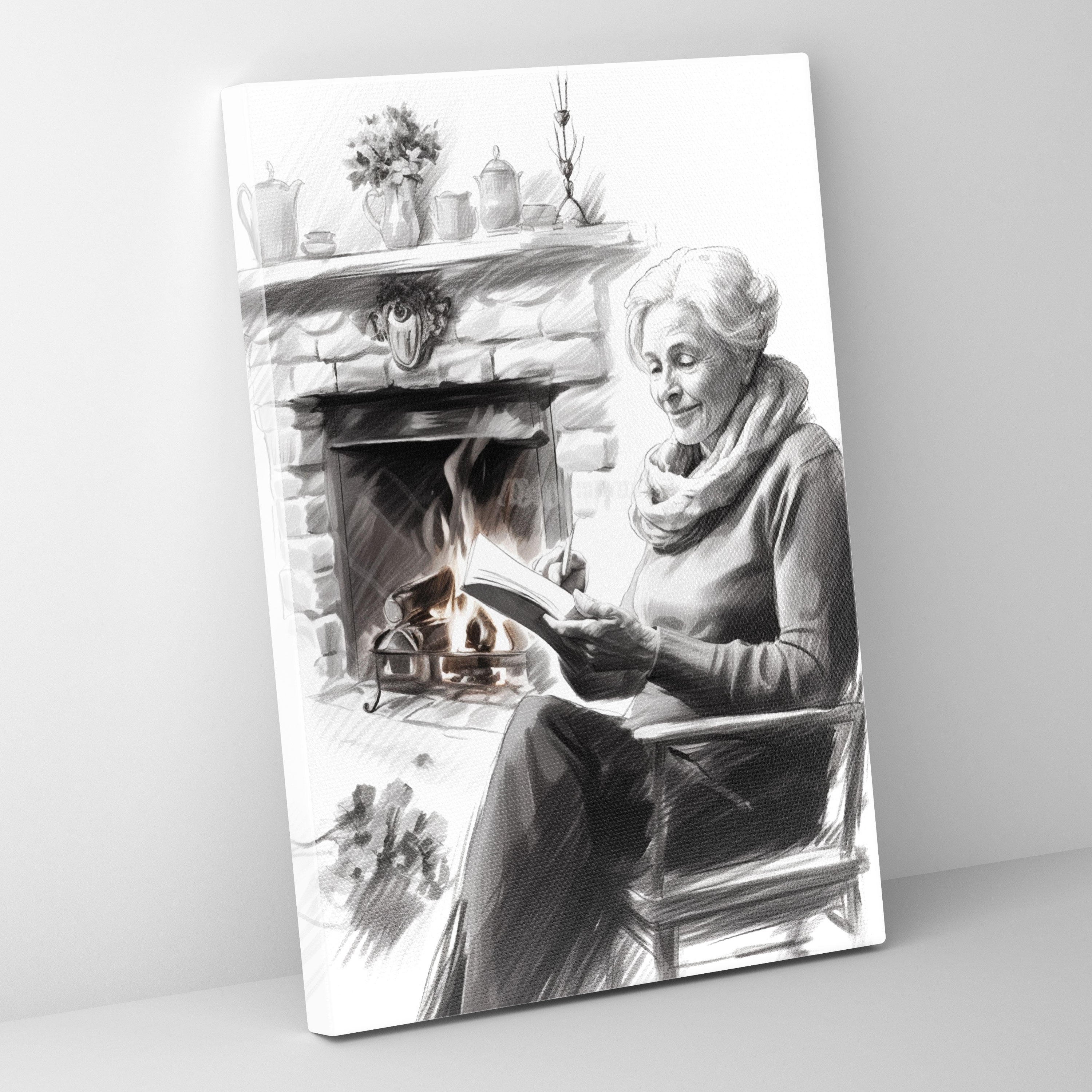 Old Peoples Wall Art - Old Peoples, Canvas, Relaxation, Warmth
