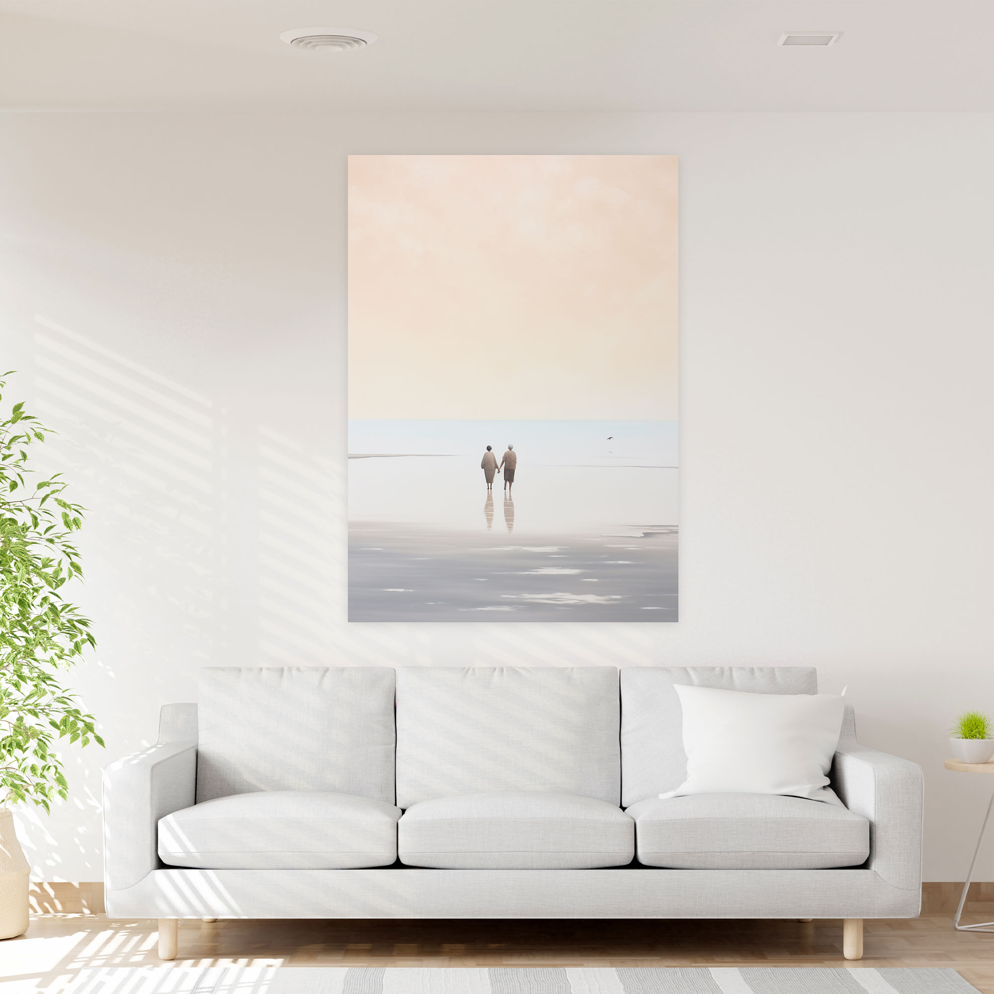 Old Peoples Canvas Print - Old Peoples, Wall Art, Walking Hand In Hand, Wall Decoration