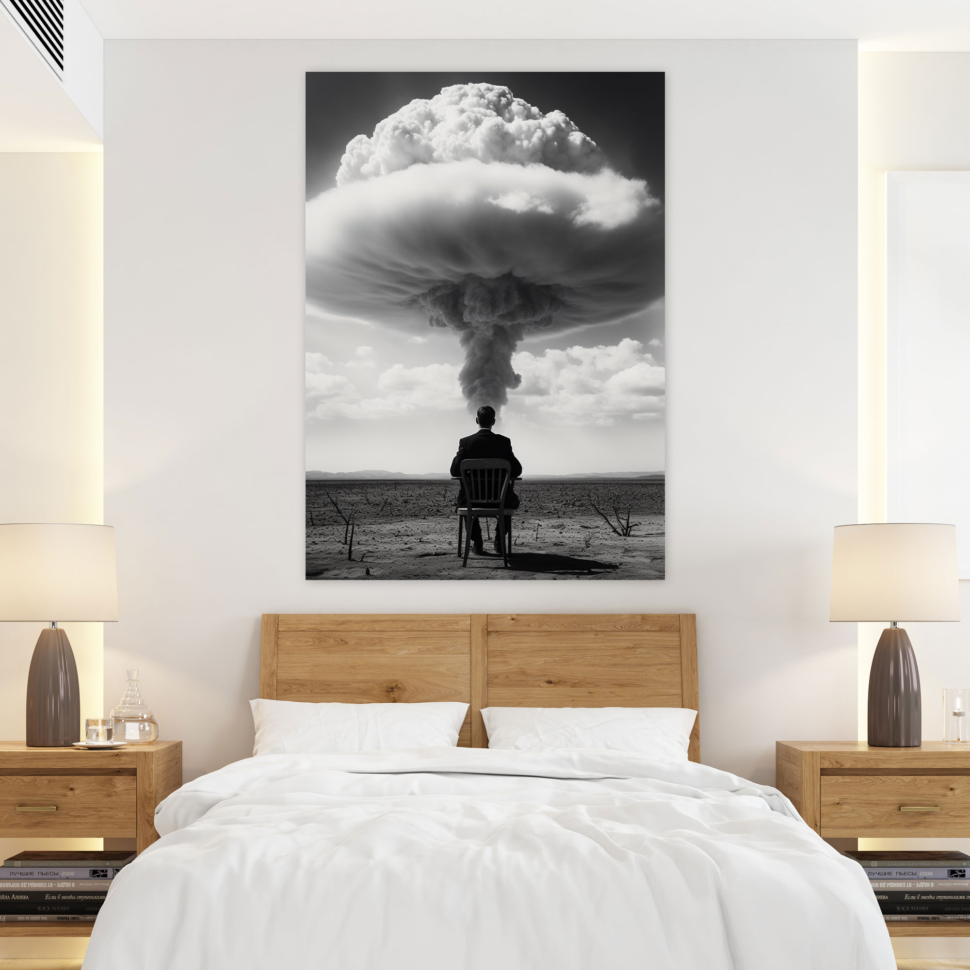 Oppenheimer Silüet Kanvas Tablo - Ev Dekorasyonu Minimalist Siyah Beyaz Fotoğraf