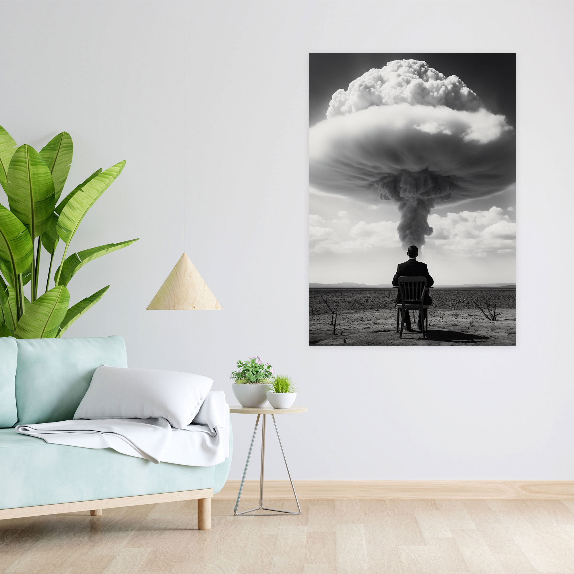 Oppenheimer Silüet Kanvas Tablo - Ev Dekorasyonu Minimalist Siyah Beyaz Fotoğraf
