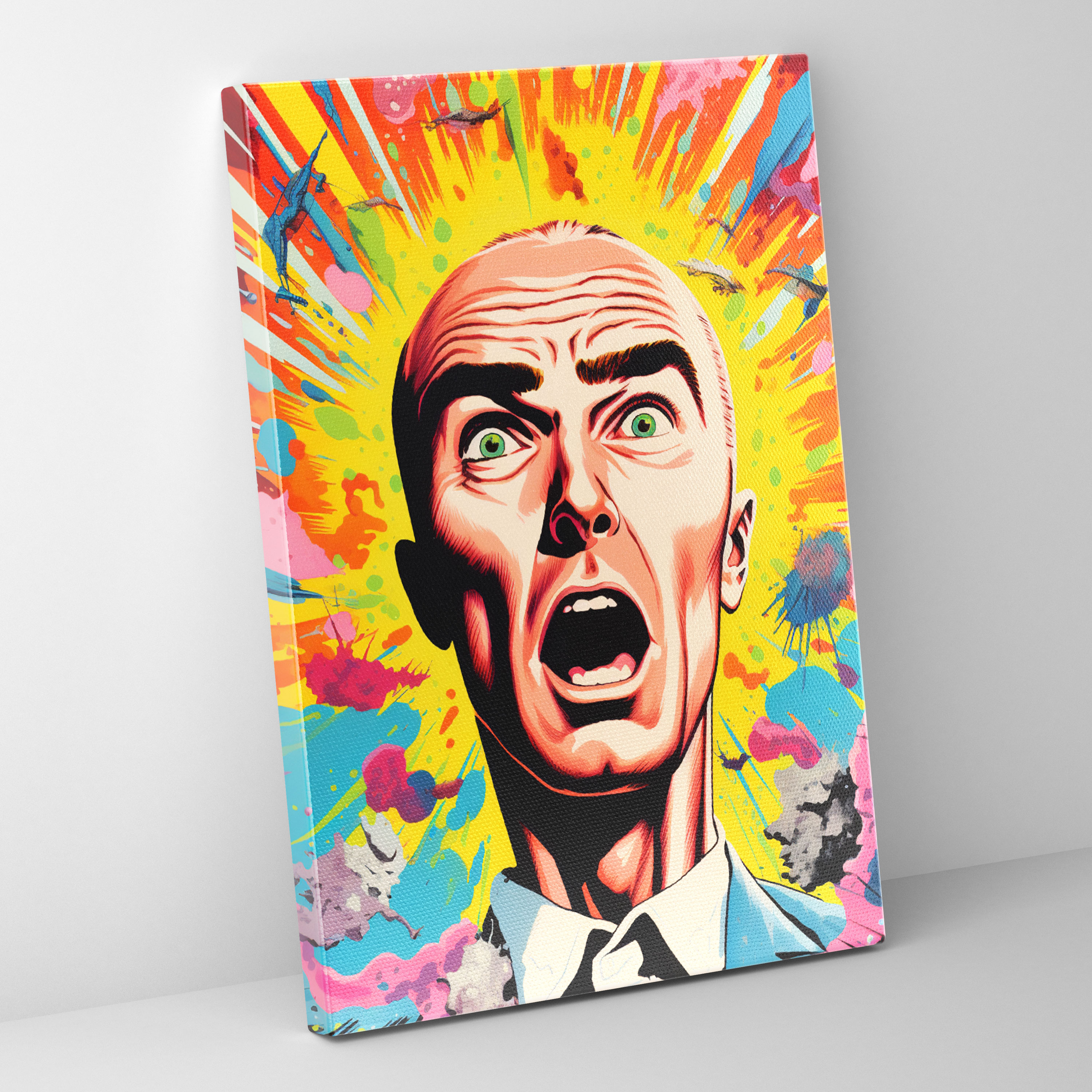 Oppenheimer Pop Art Canvas Print - Oppenheimer, Wall Art, Vibrant Colors, Pop Art Collage