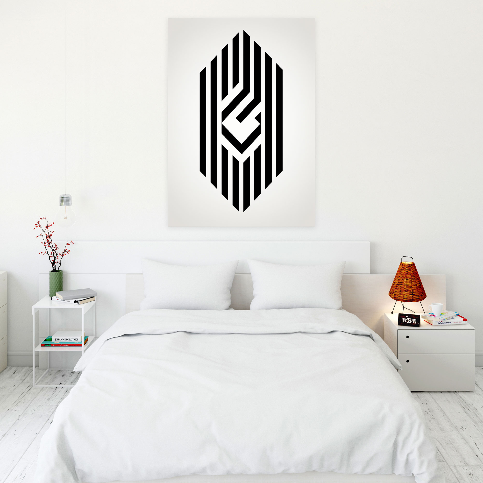 Oppenheimer Wall Decoration - Minimalist Geometric Canvas Print - Oppenheimer, Black And White, Oppenheimer, Geometric