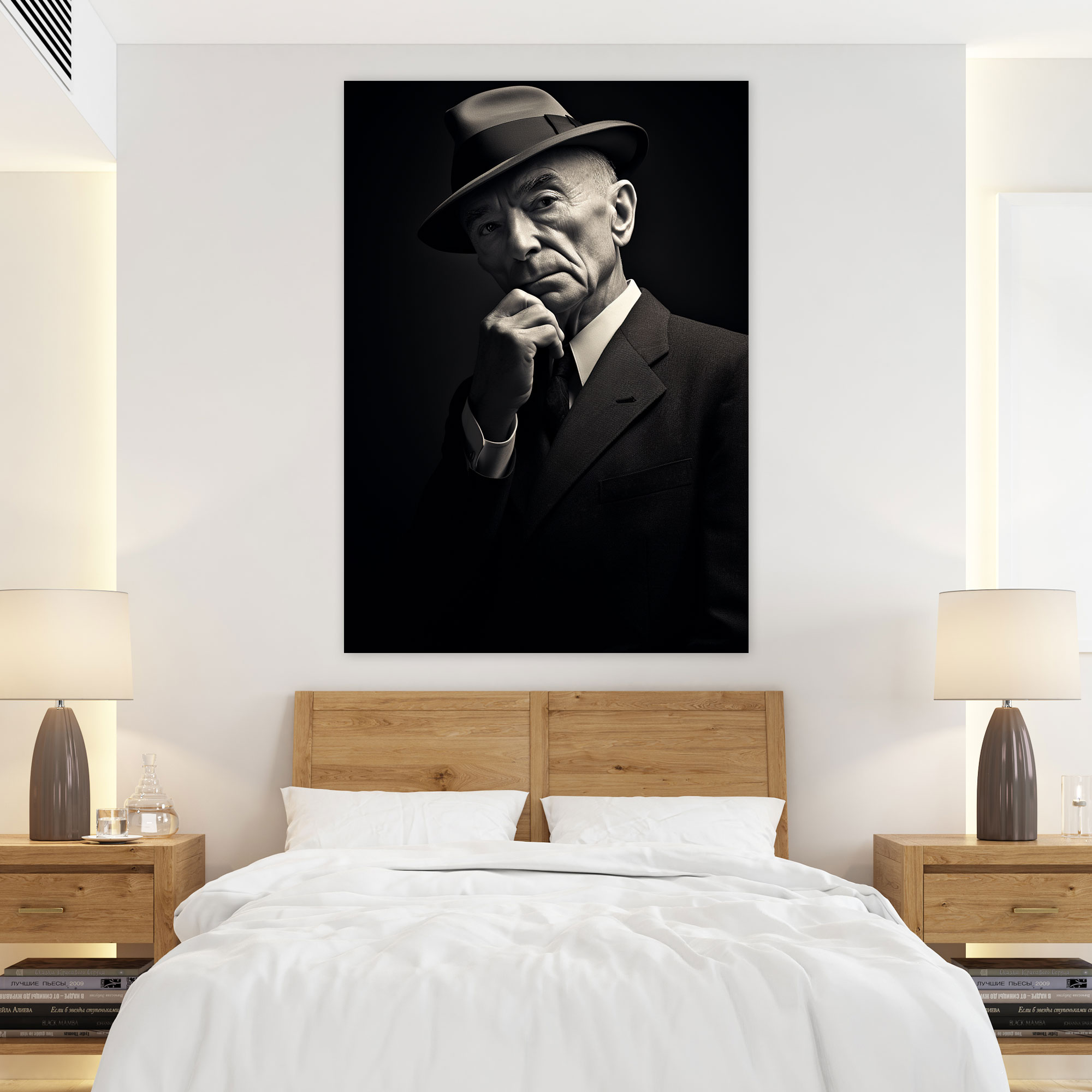Oppenheimer Minimalist Canvas Print - Oppenheimer, Canvas, Black And White, Canvas Print