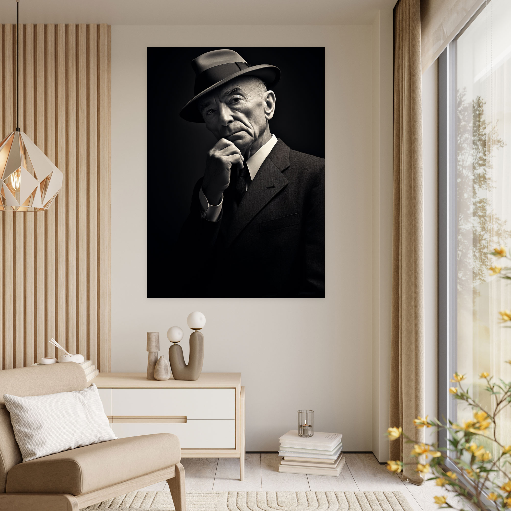 Oppenheimer Minimalist Canvas Print - Oppenheimer, Canvas, Black And White, Canvas Print