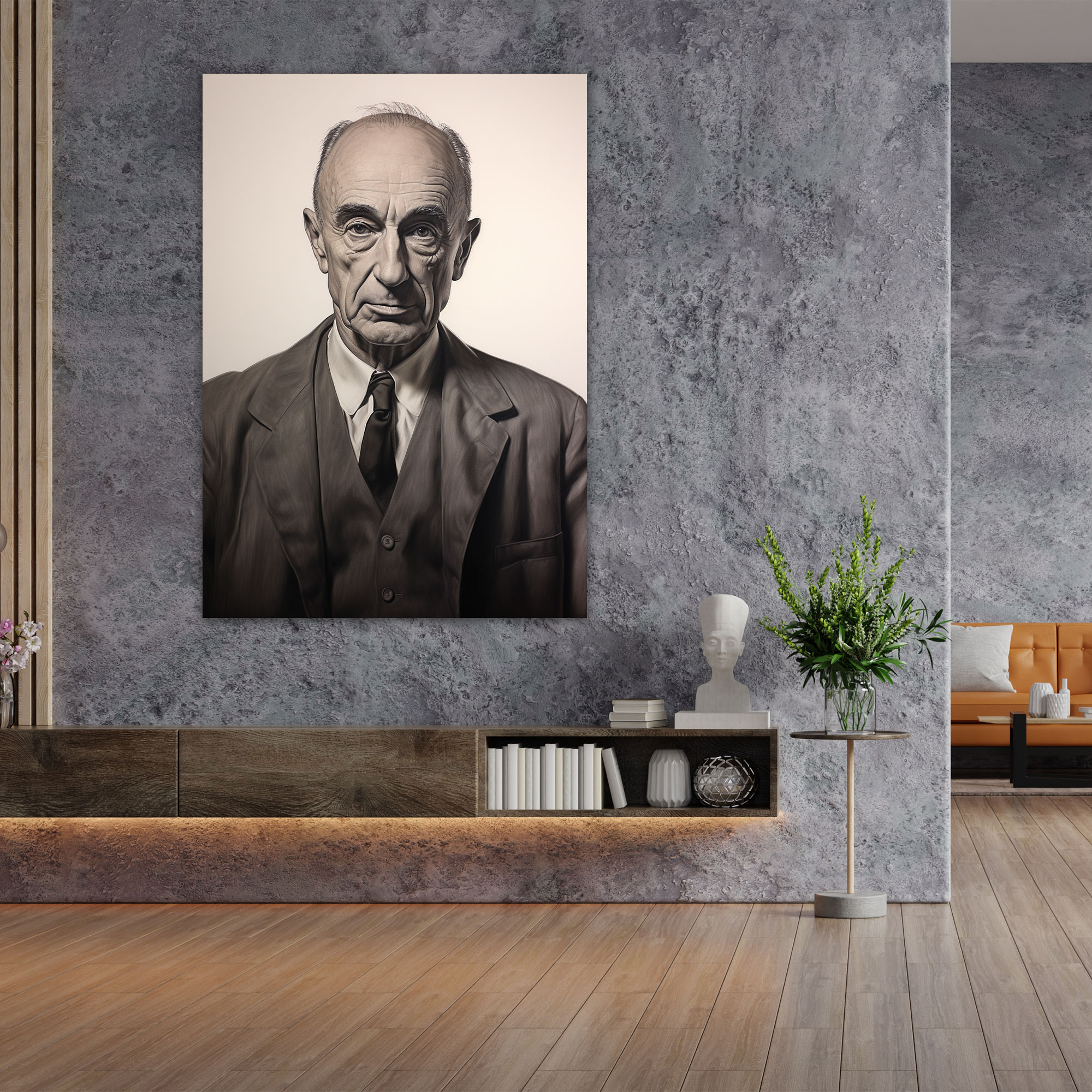 Oppenheimer Gerçekçi Tuval Tablo - Ikoniğ Portre Kömür Çizimi