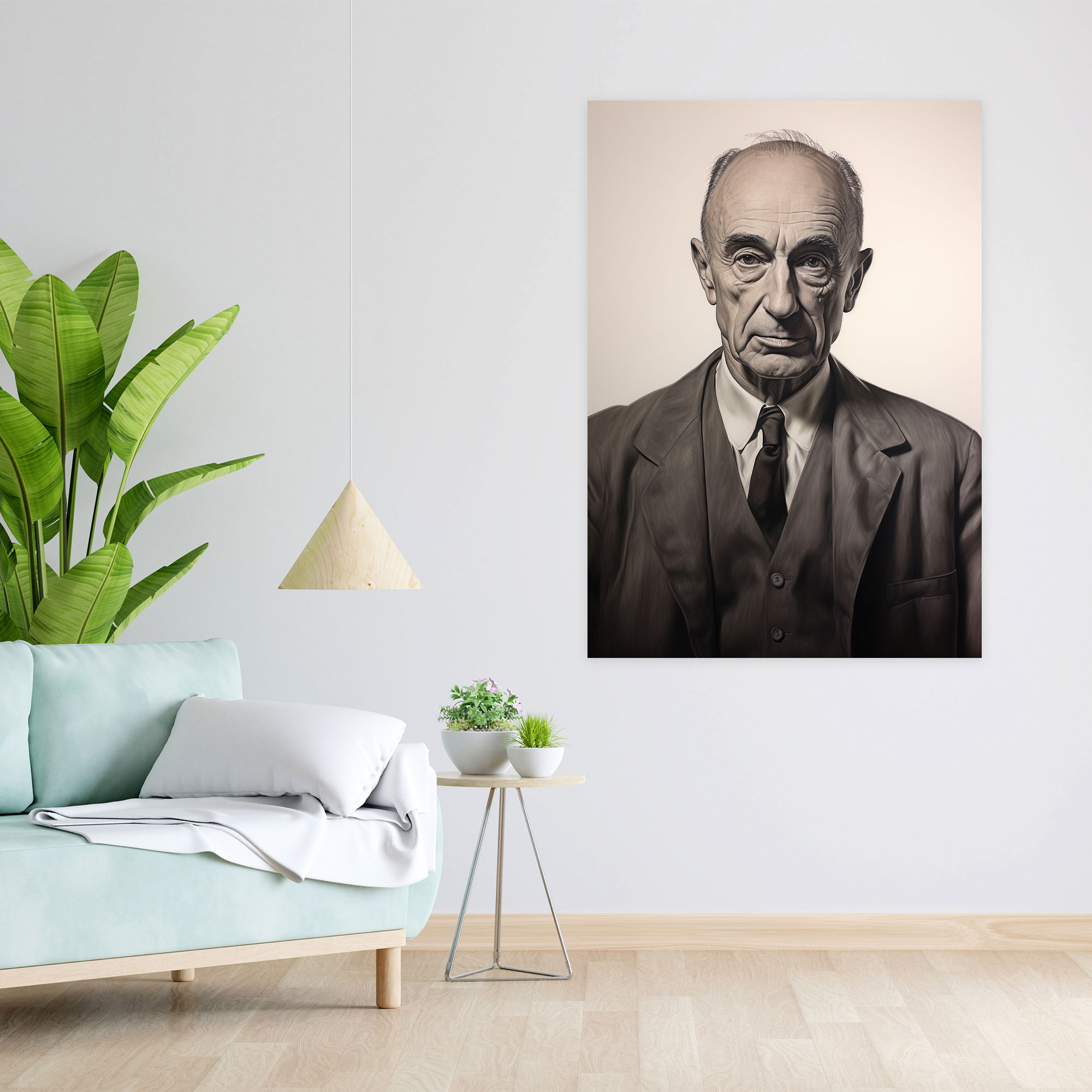 Oppenheimer Gerçekçi Tuval Tablo - Ikoniğ Portre Kömür Çizimi