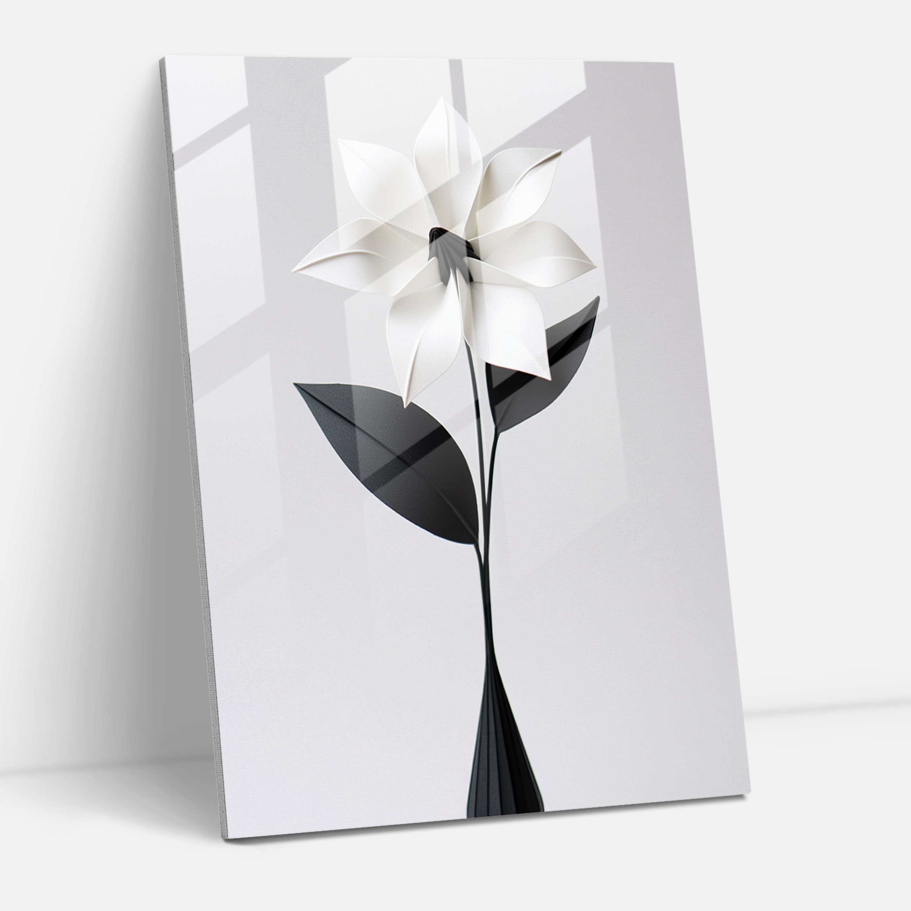 Origami Glass Wall Art - Origami, Wall Decoration, Minimalist, Origami Flower