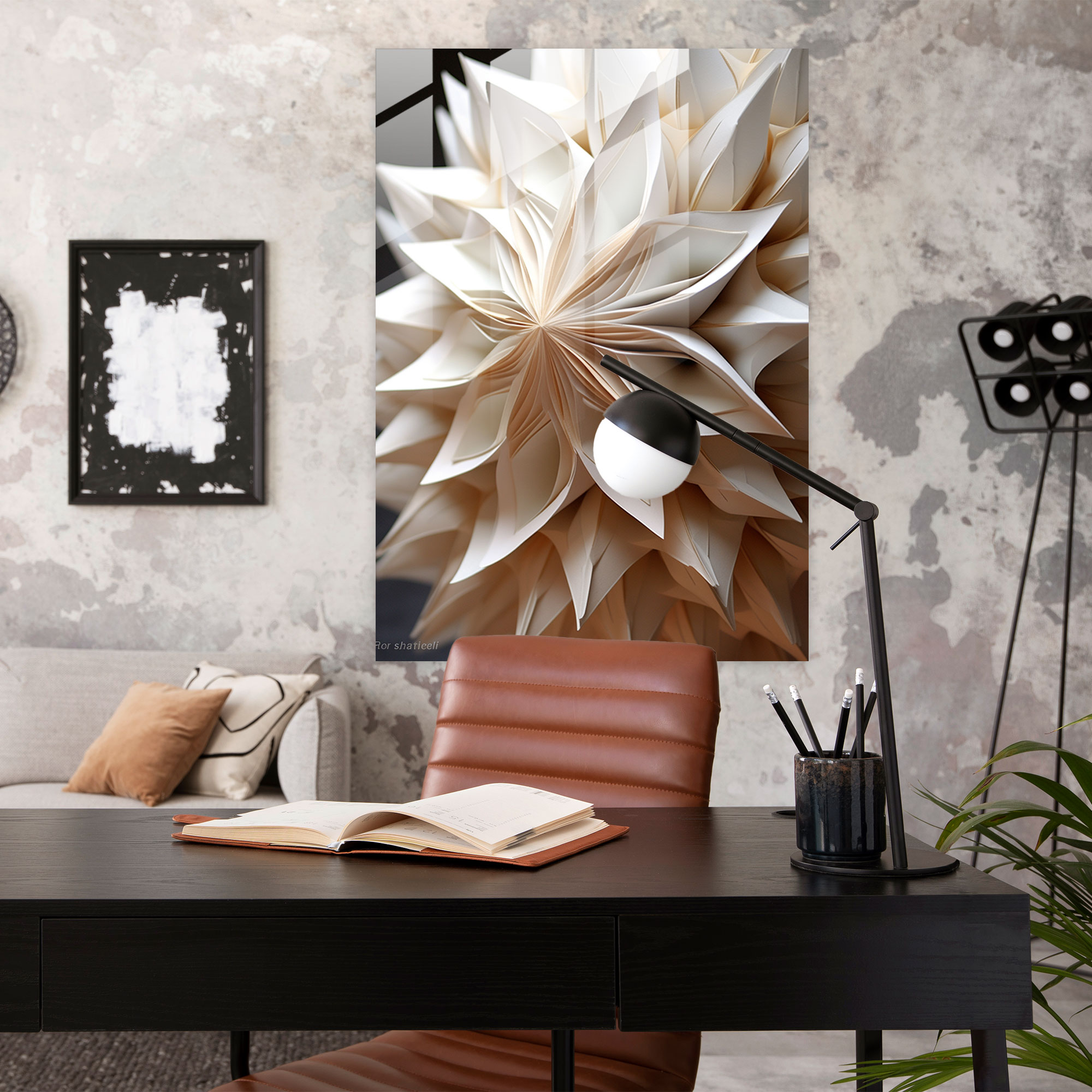 Origami Glass Print - Geometric Shapes - Origami, Sophistication, Glass Print, Glass Wall Art